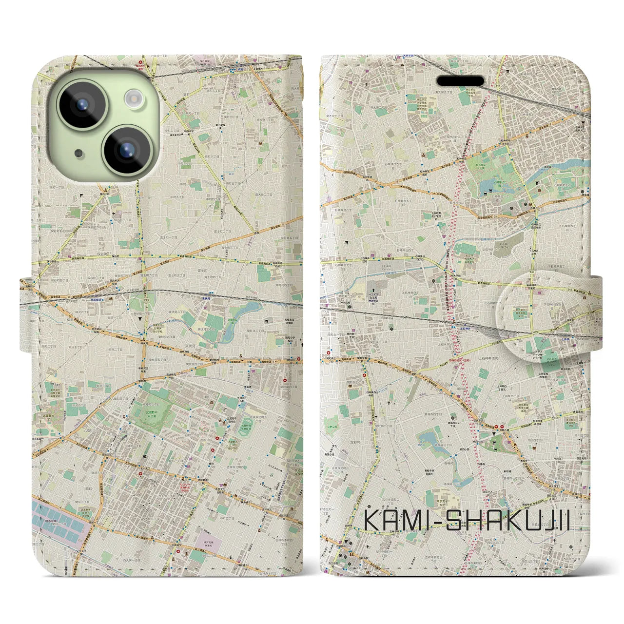 【上石神井(東京都)】地図柄iPhoneケース(手帳タイプ)