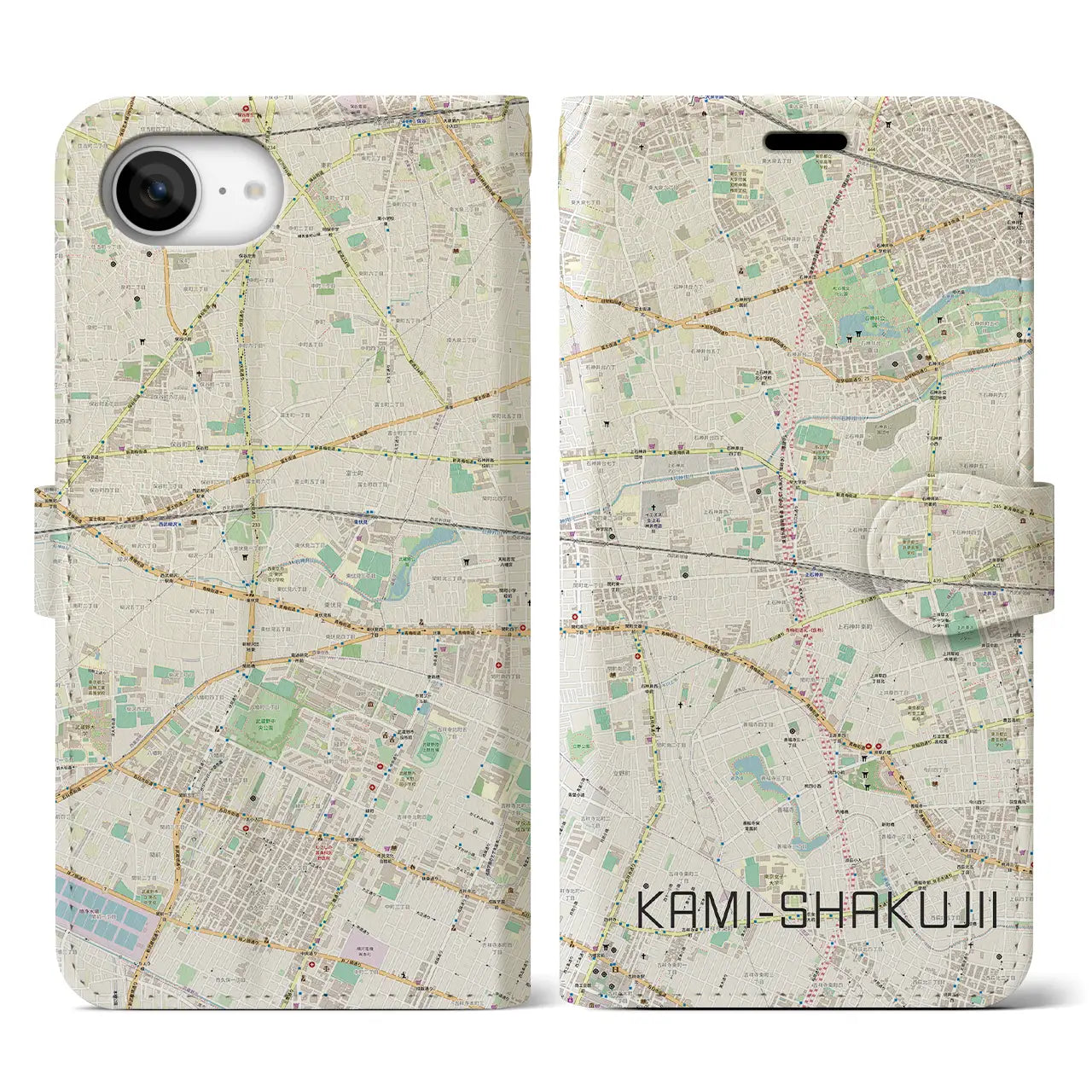 【上石神井(東京都)】地図柄iPhoneケース(手帳タイプ)