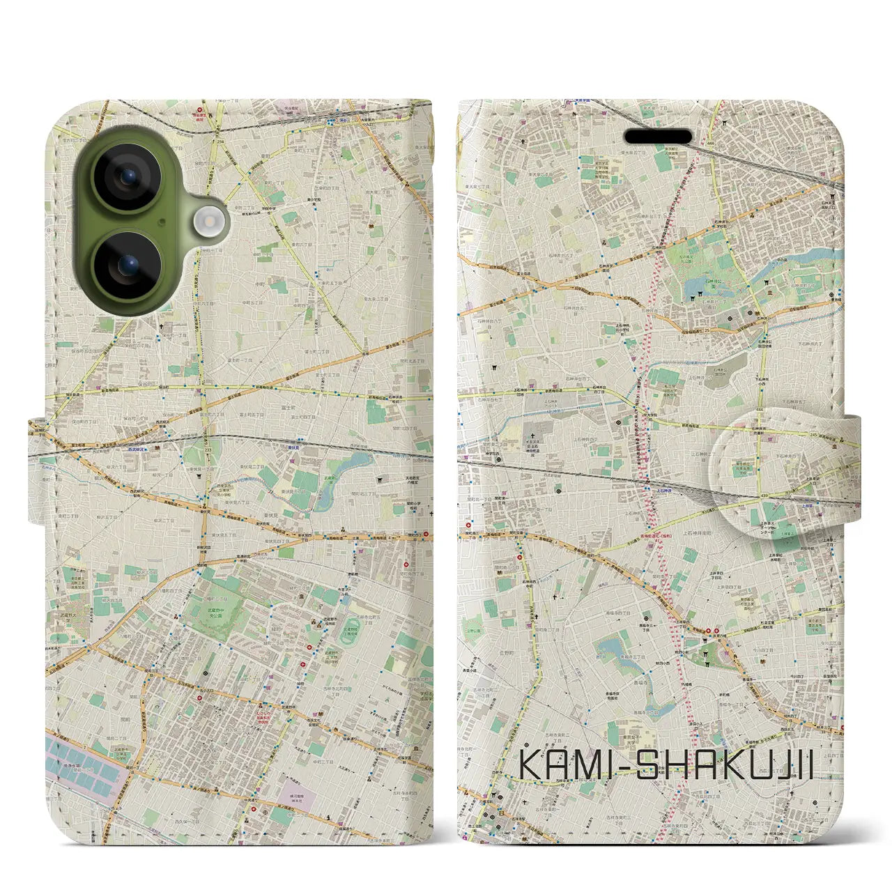 【上石神井(東京都)】地図柄iPhoneケース(手帳タイプ)