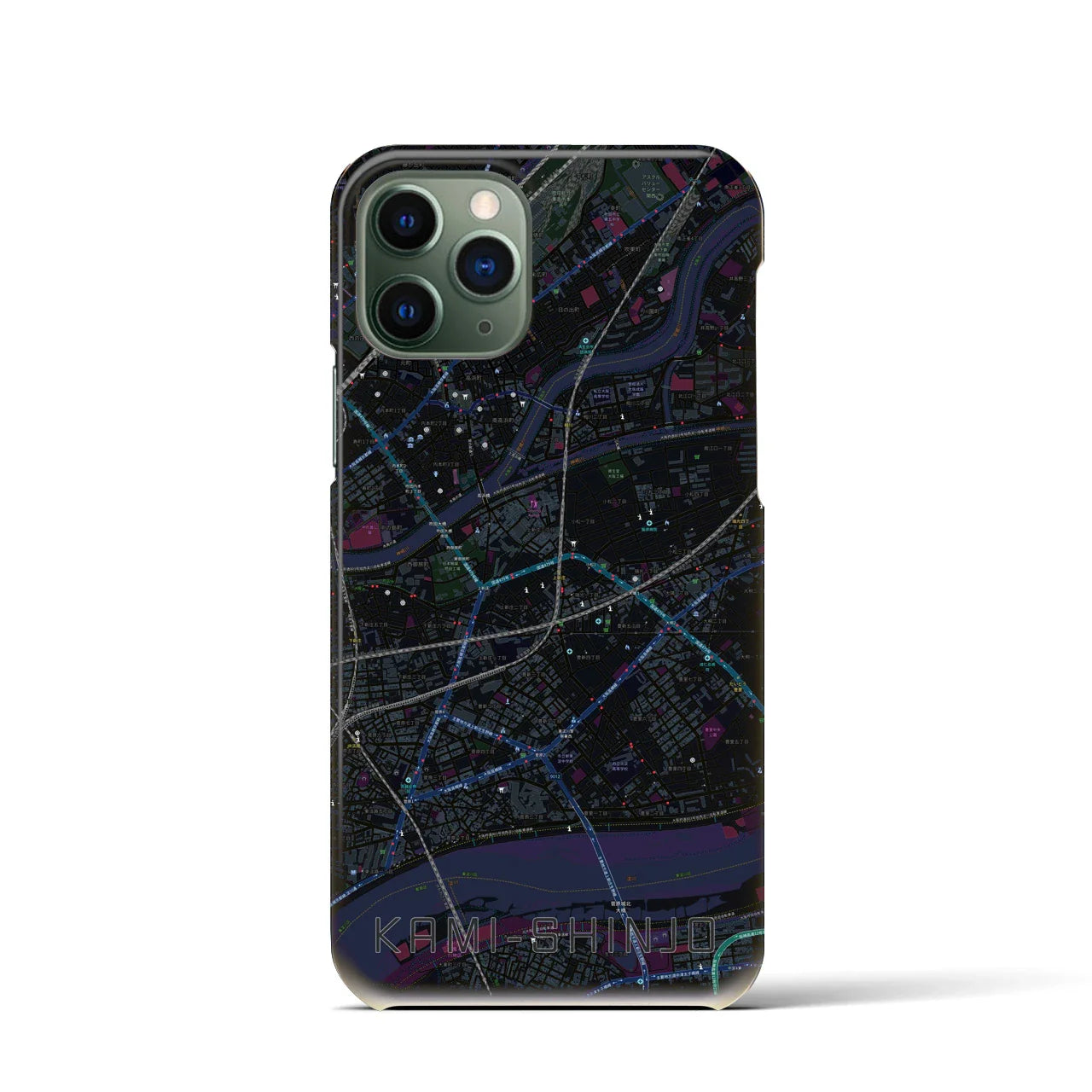 【上新庄(大阪府)】地図柄iPhoneケース(バックカバータイプ)