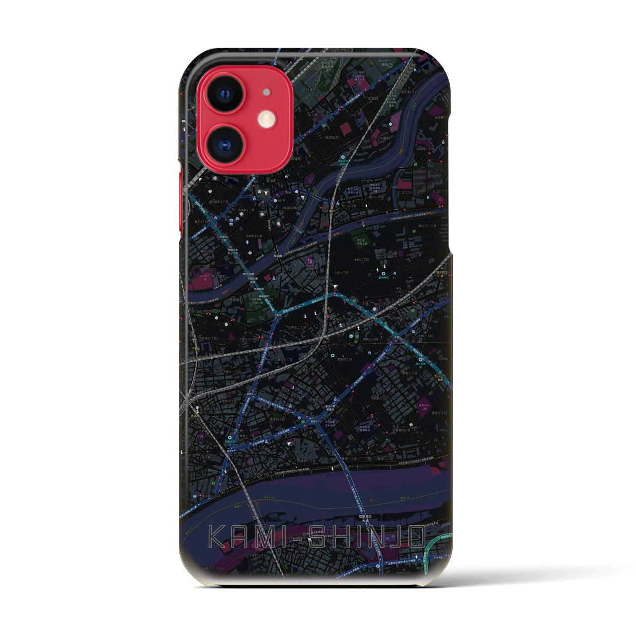 【上新庄(大阪府)】地図柄iPhoneケース(バックカバータイプ)