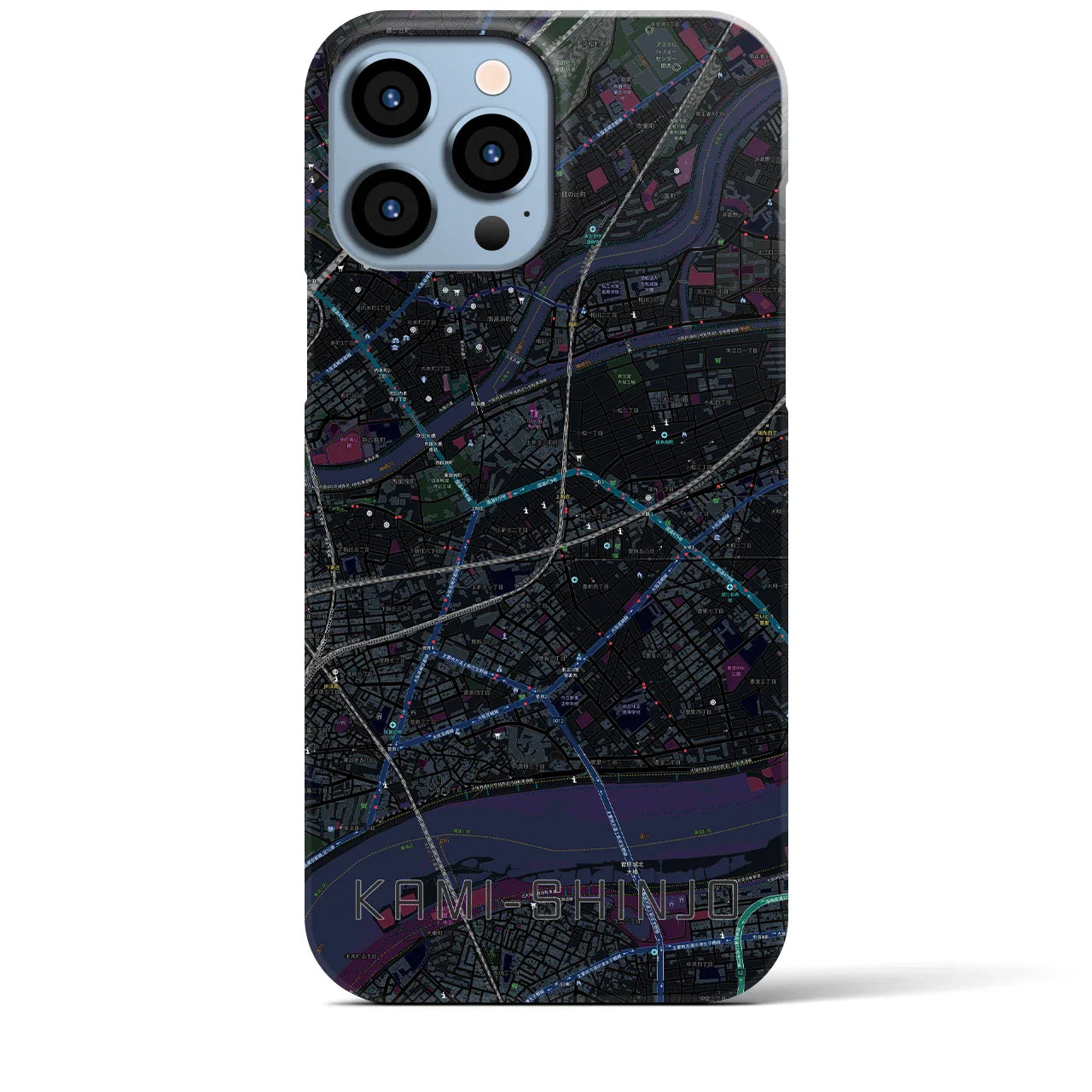 【上新庄(大阪府)】地図柄iPhoneケース(バックカバータイプ)