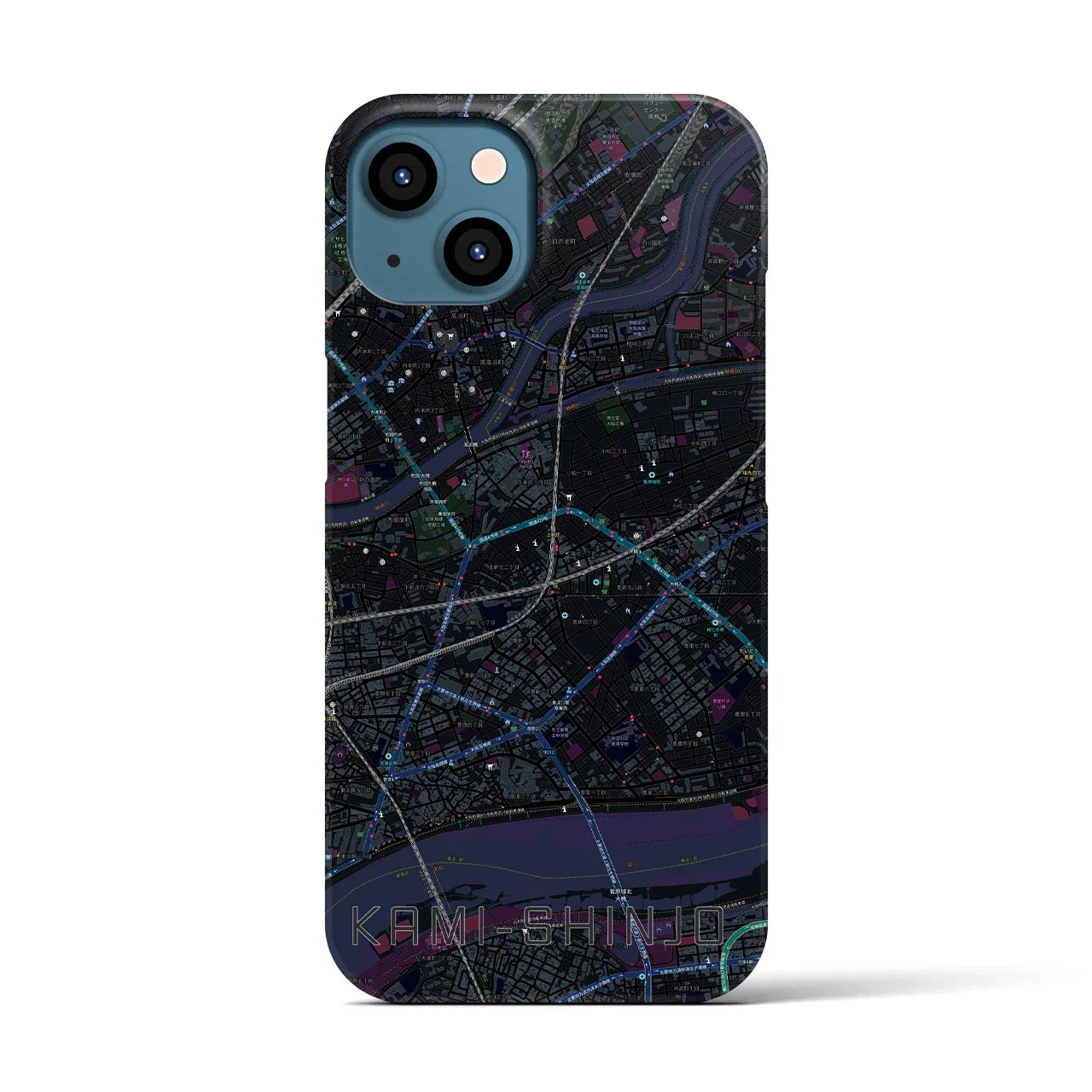 【上新庄(大阪府)】地図柄iPhoneケース(バックカバータイプ)