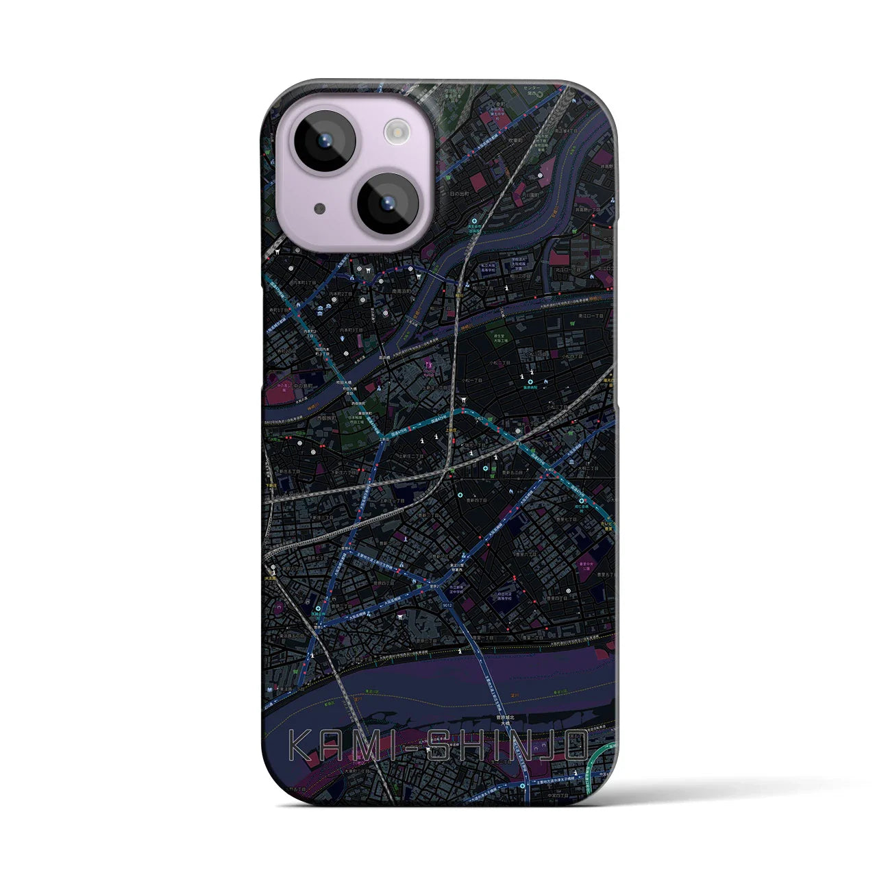 【上新庄(大阪府)】地図柄iPhoneケース(バックカバータイプ)