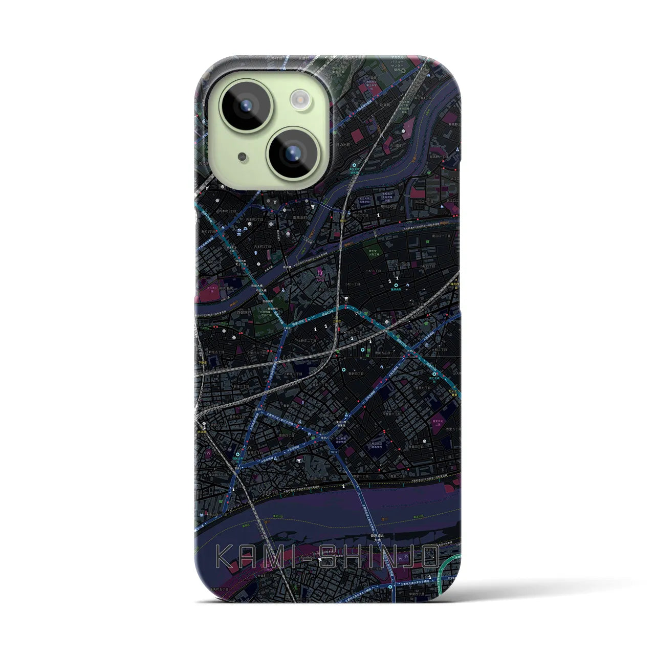 【上新庄(大阪府)】地図柄iPhoneケース(バックカバータイプ)