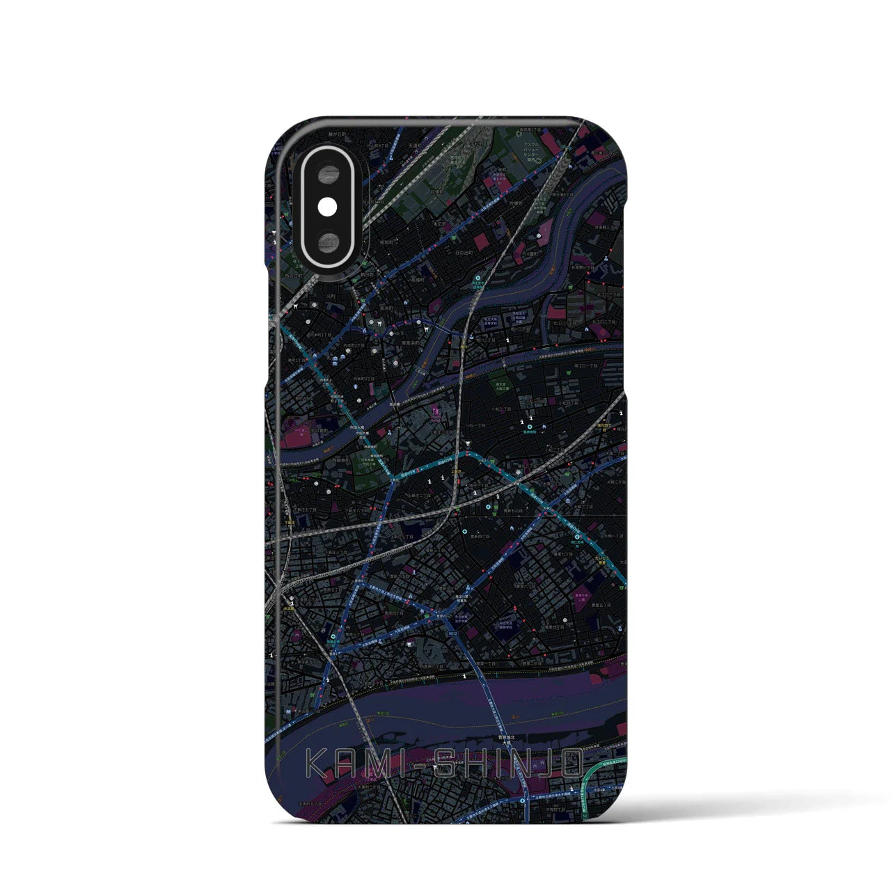 【上新庄(大阪府)】地図柄iPhoneケース(バックカバータイプ)