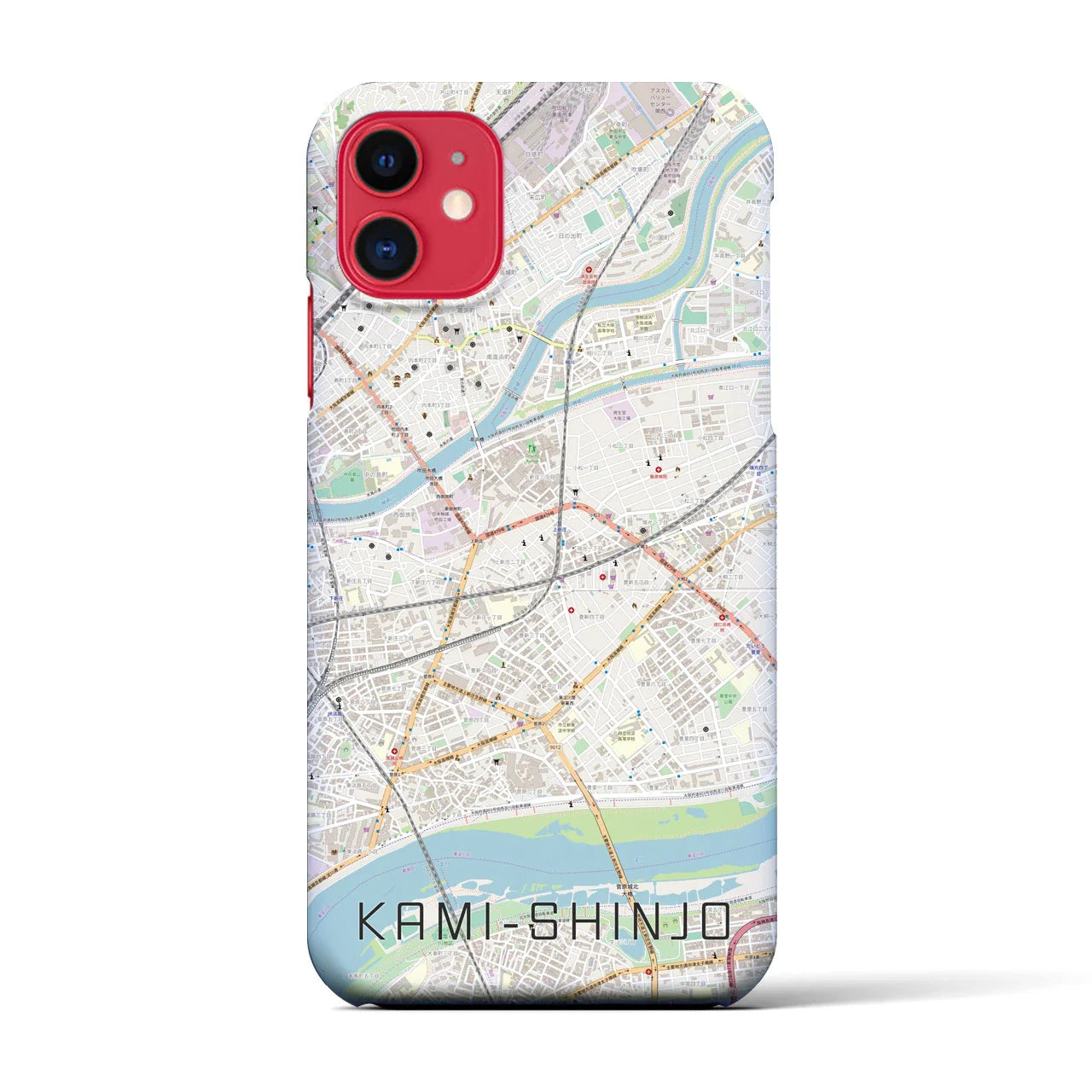 【上新庄(大阪府)】地図柄iPhoneケース(バックカバータイプ)