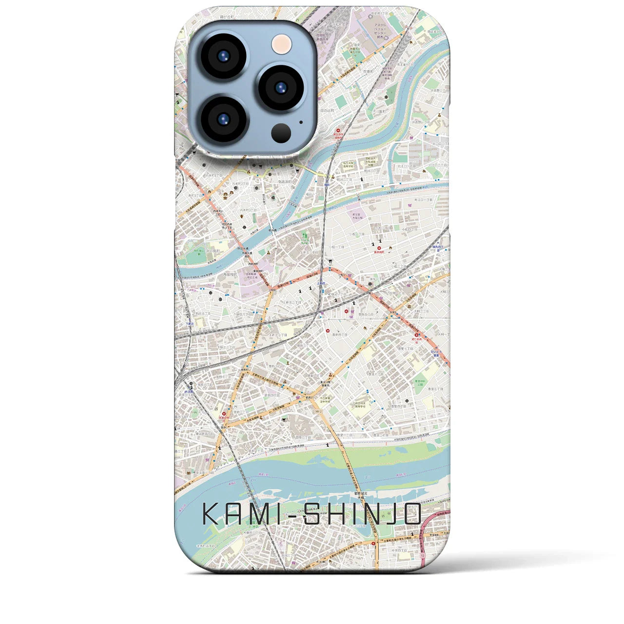 【上新庄(大阪府)】地図柄iPhoneケース(バックカバータイプ)