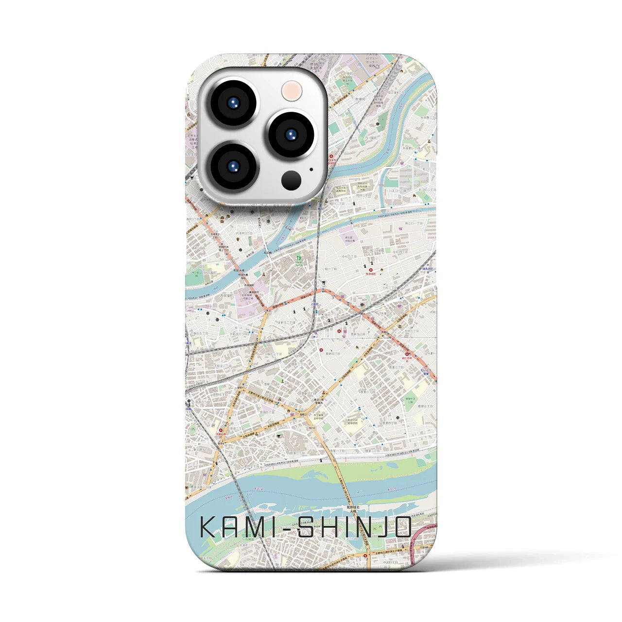 【上新庄(大阪府)】地図柄iPhoneケース(バックカバータイプ)