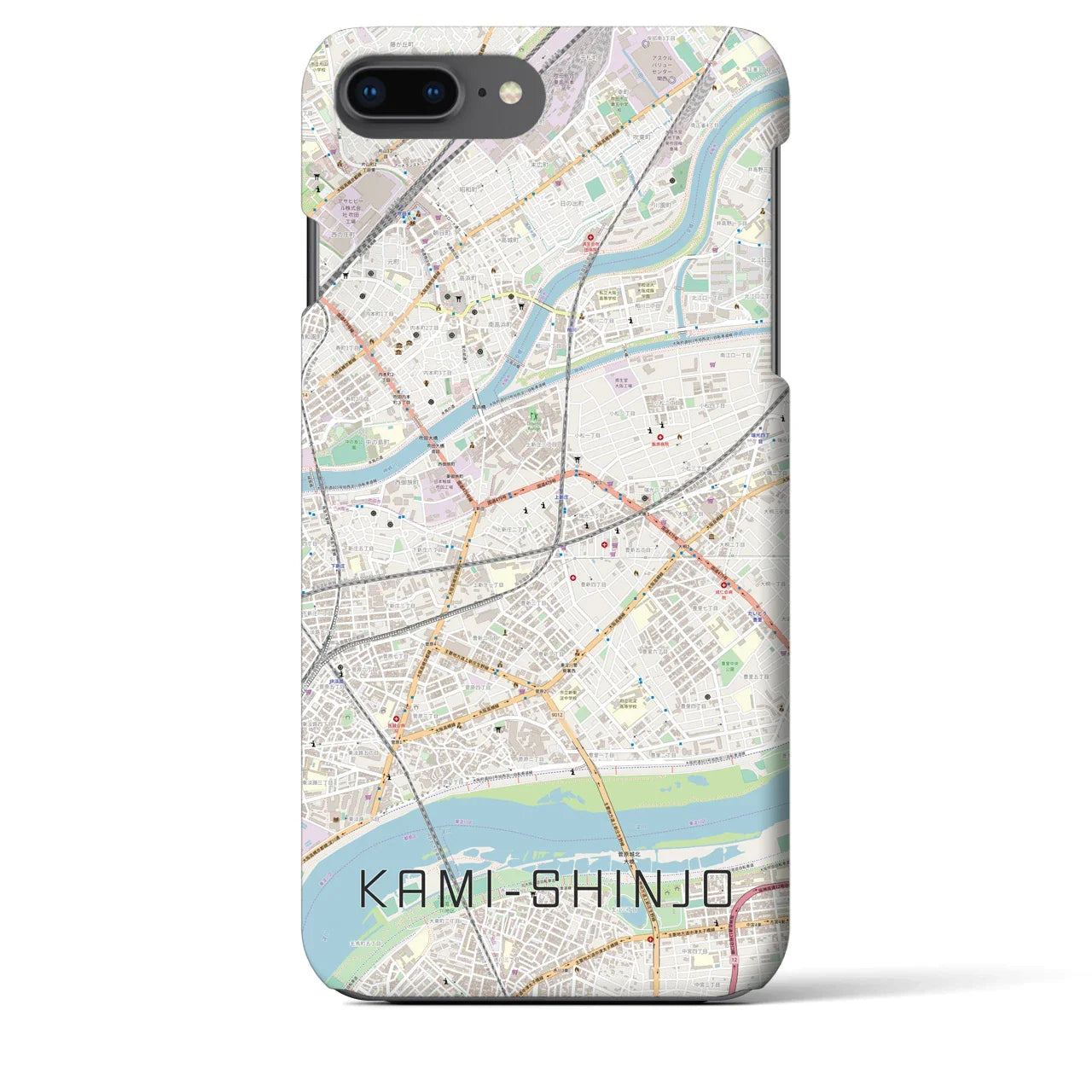 【上新庄(大阪府)】地図柄iPhoneケース(バックカバータイプ)