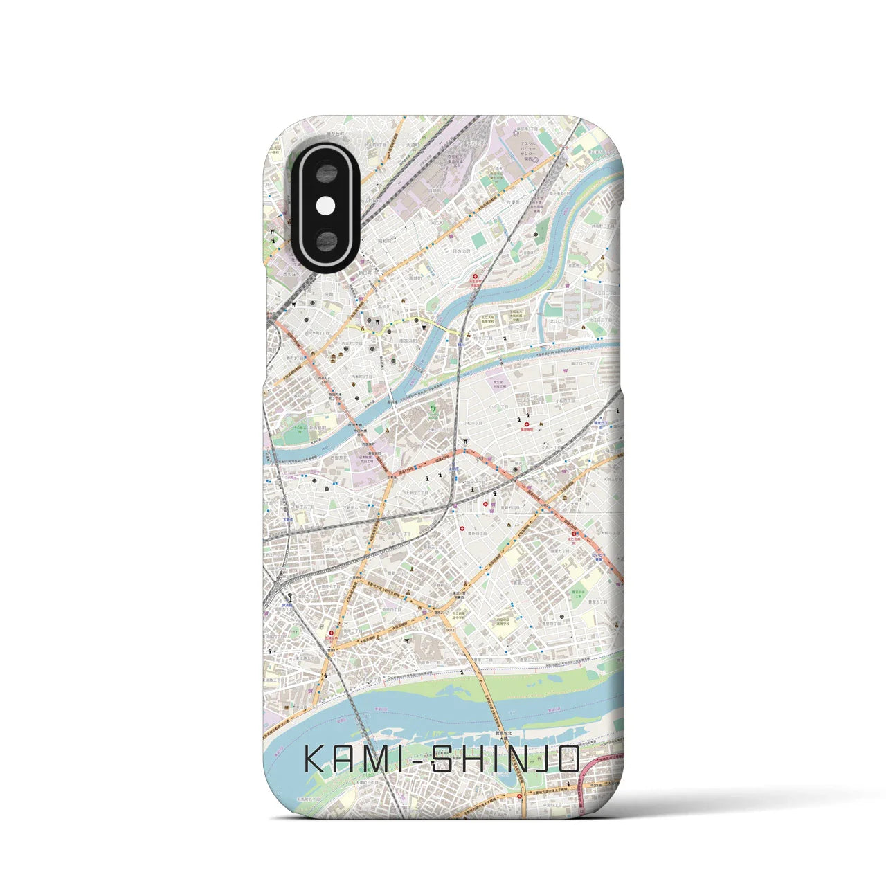 【上新庄(大阪府)】地図柄iPhoneケース(バックカバータイプ)