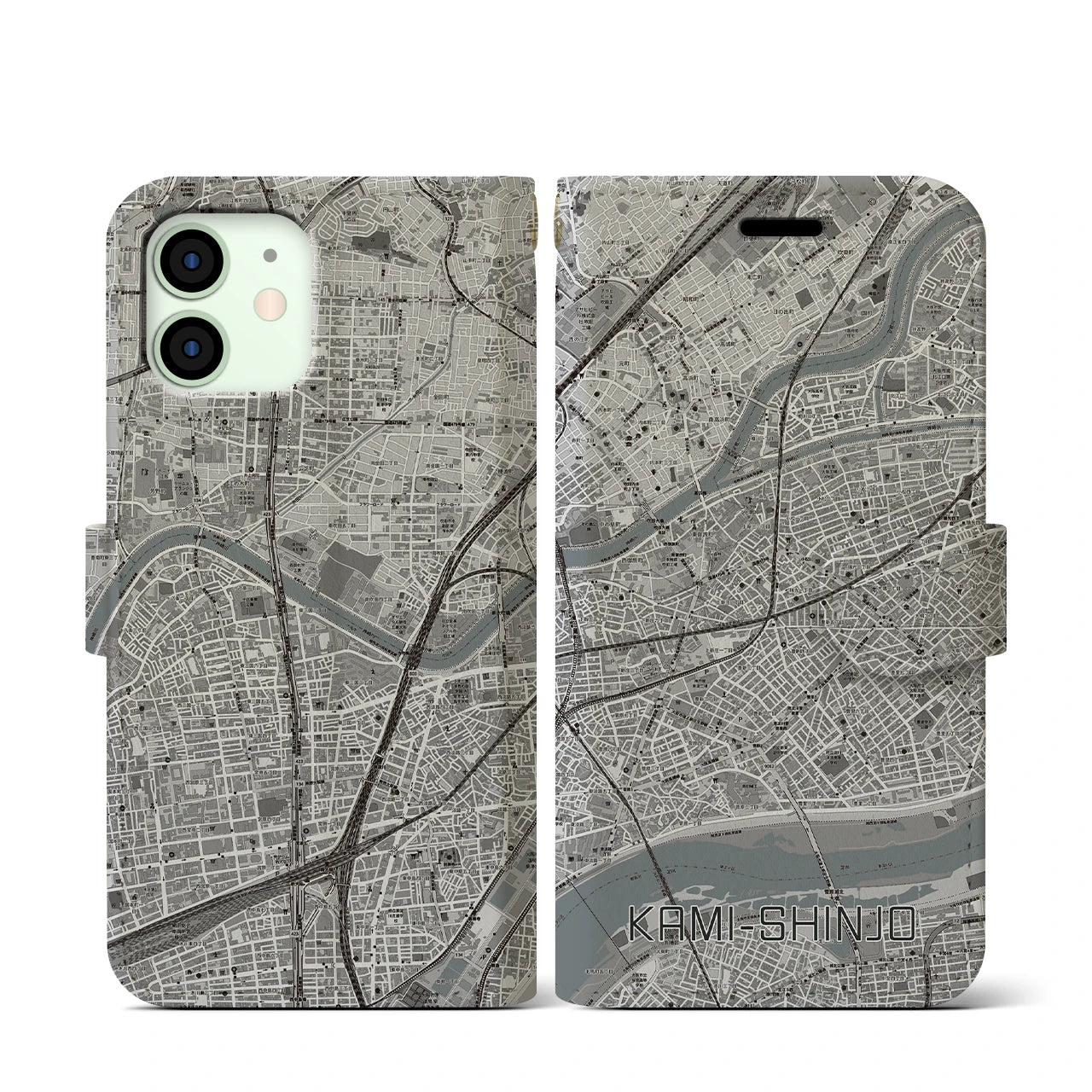 【上新庄(大阪府)】地図柄iPhoneケース(手帳タイプ)