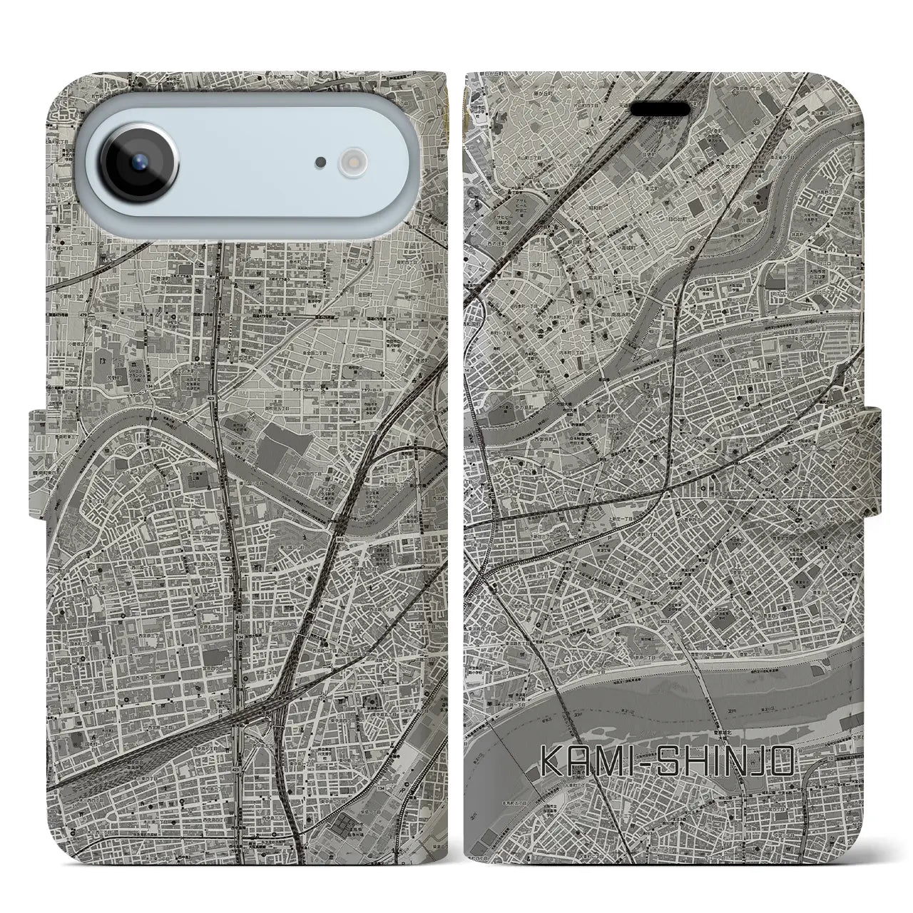 【上新庄(大阪府)】地図柄iPhoneケース(手帳タイプ)