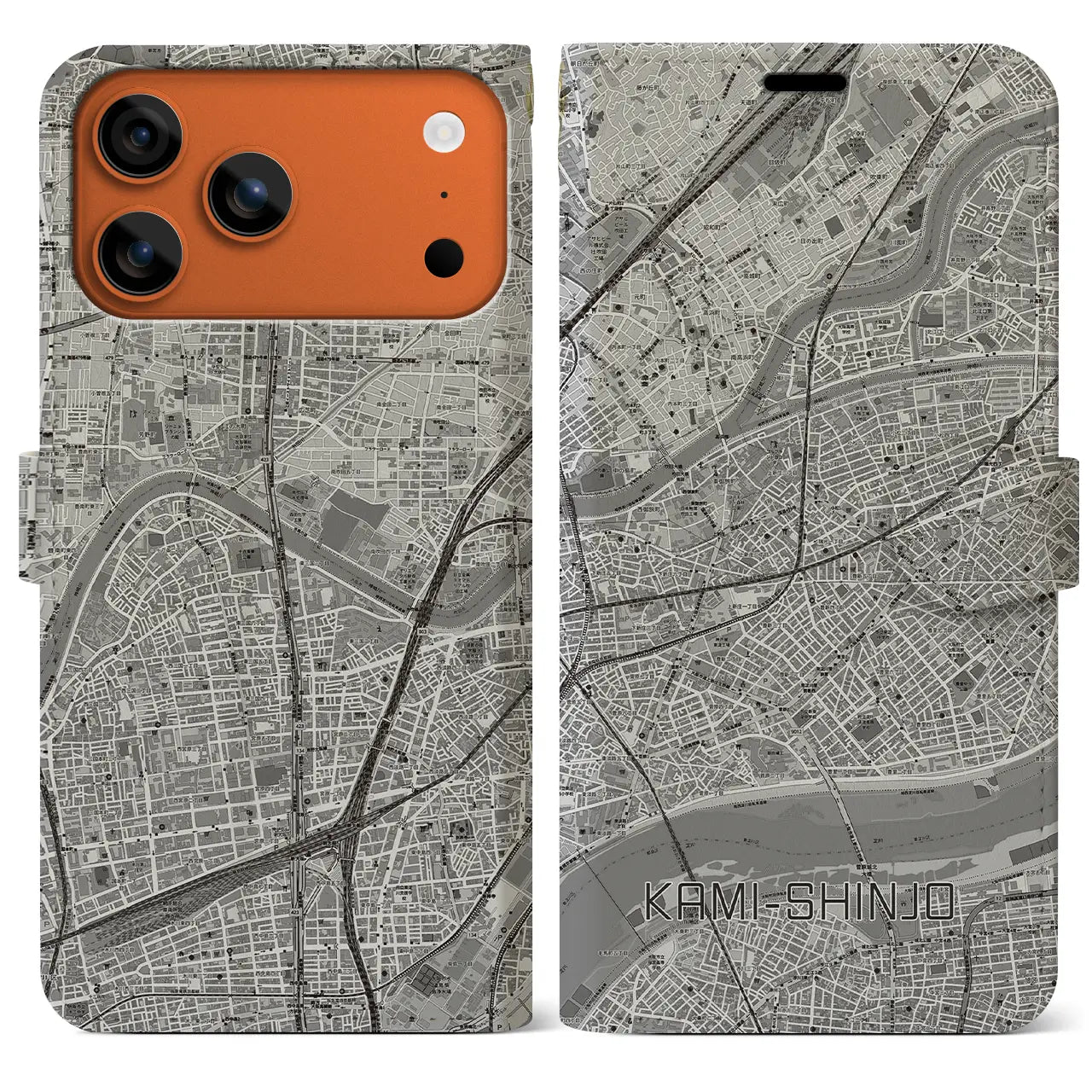 【上新庄(大阪府)】地図柄iPhoneケース(手帳タイプ)