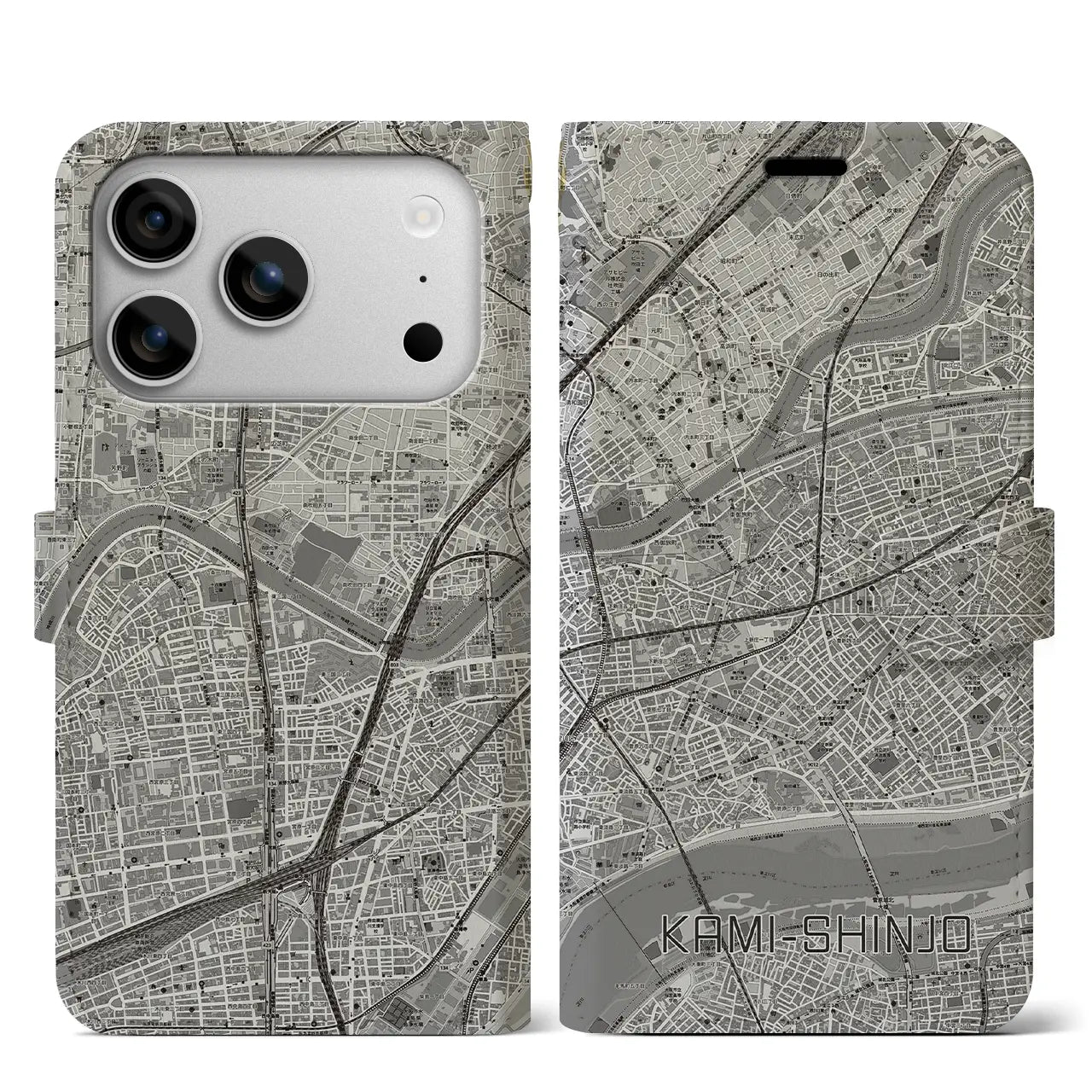 【上新庄(大阪府)】地図柄iPhoneケース(手帳タイプ)