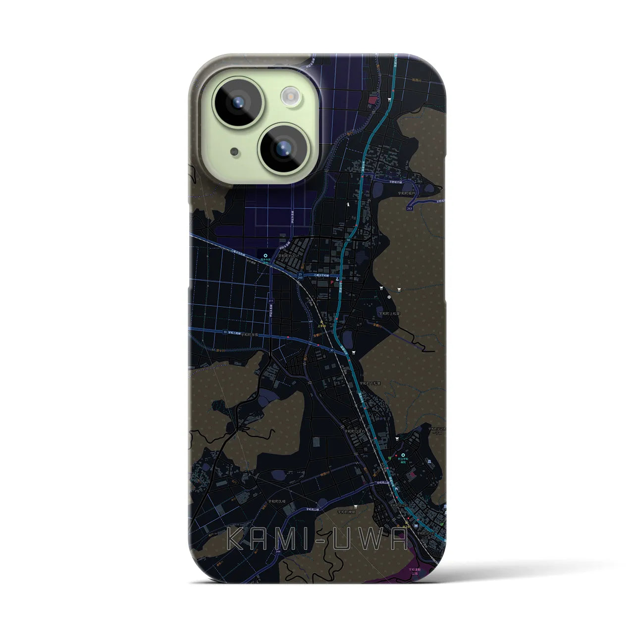 【上宇和(愛媛県)】地図柄iPhoneケース(バックカバータイプ)