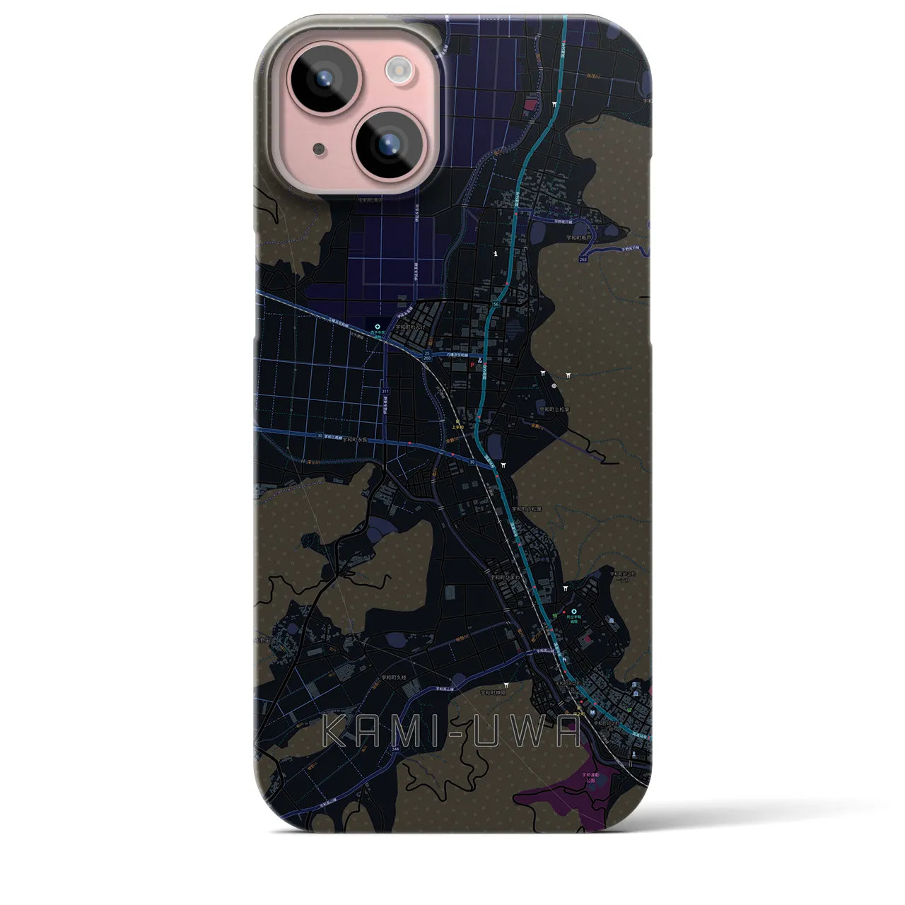 【上宇和(愛媛県)】地図柄iPhoneケース(バックカバータイプ)