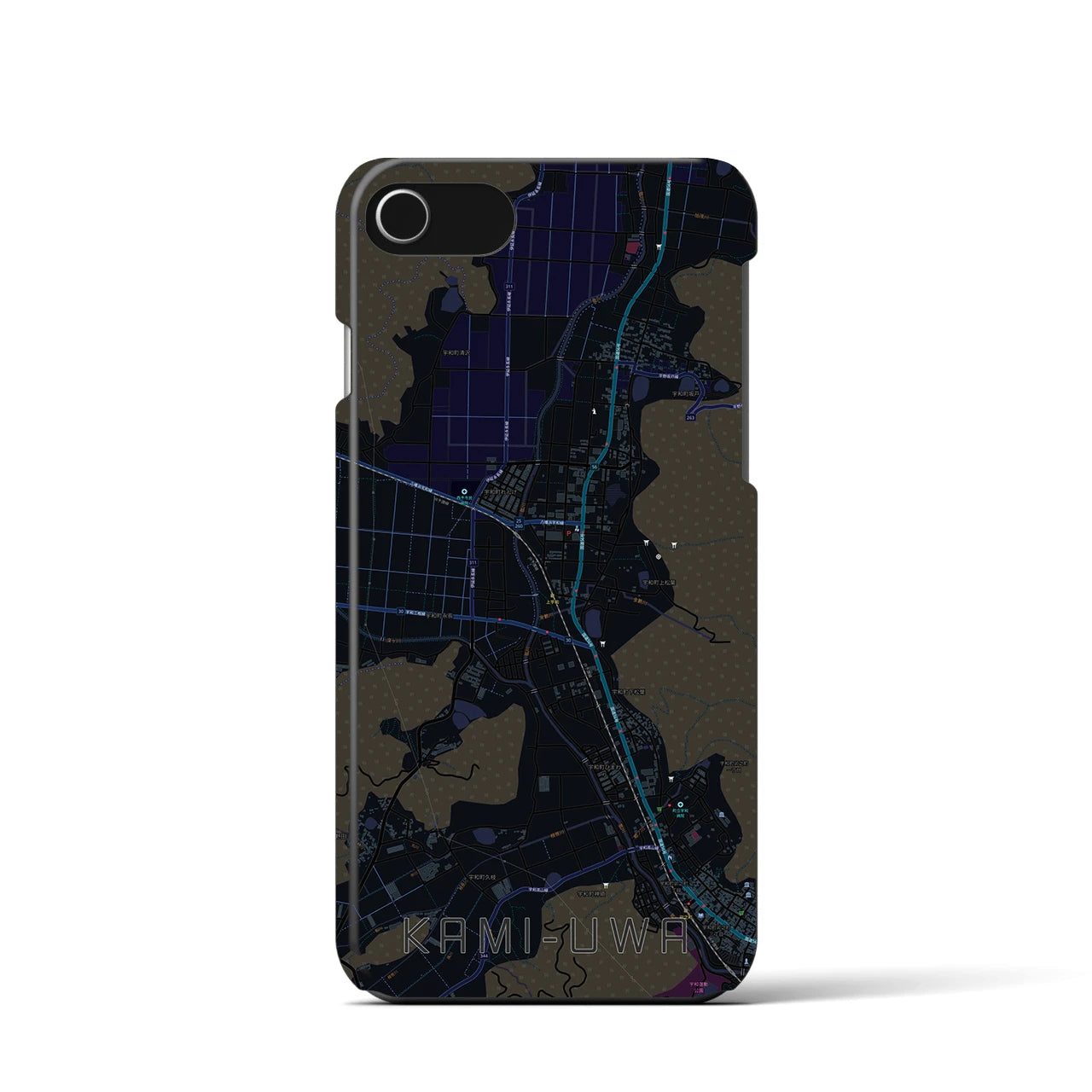 【上宇和(愛媛県)】地図柄iPhoneケース(バックカバータイプ)