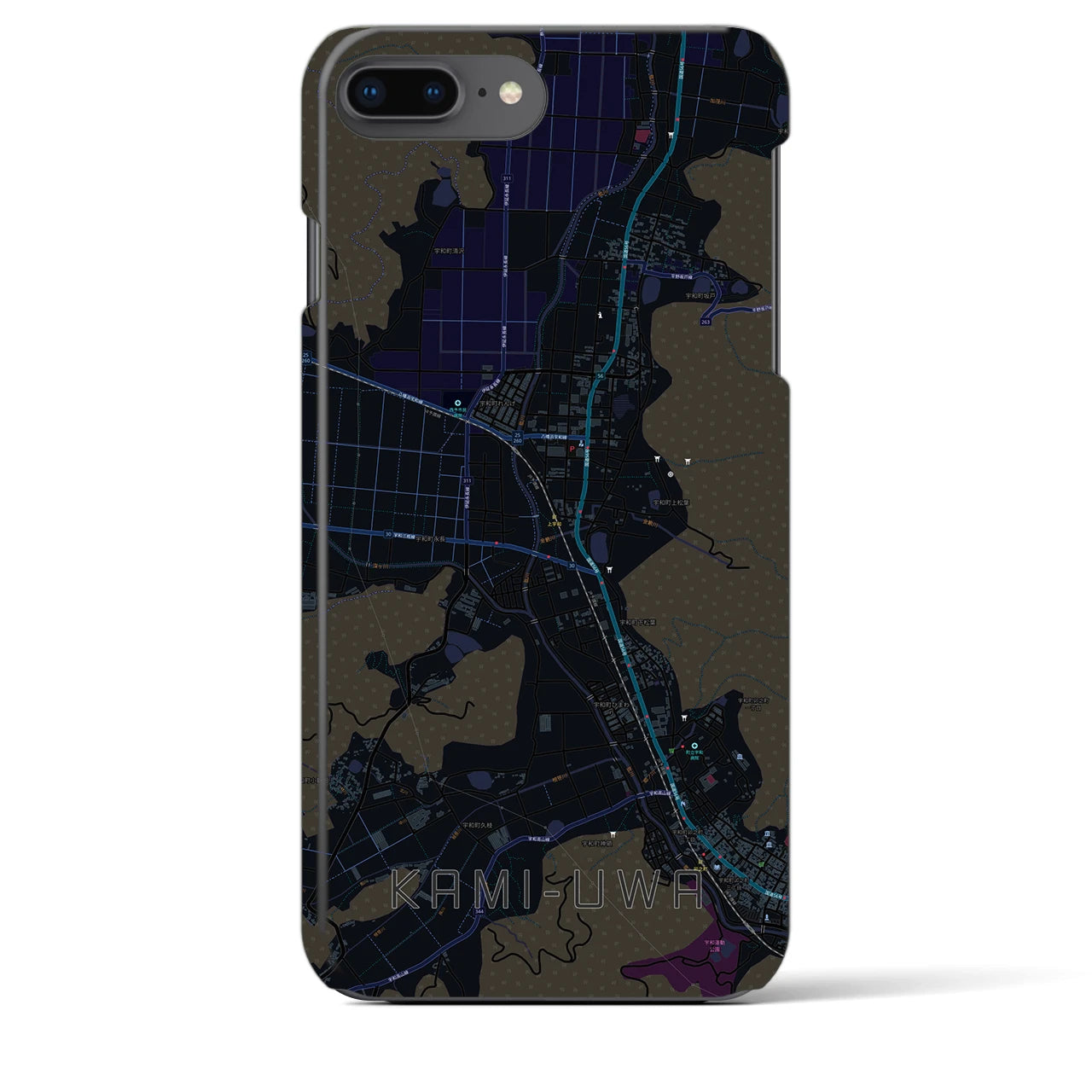 【上宇和(愛媛県)】地図柄iPhoneケース(バックカバータイプ)