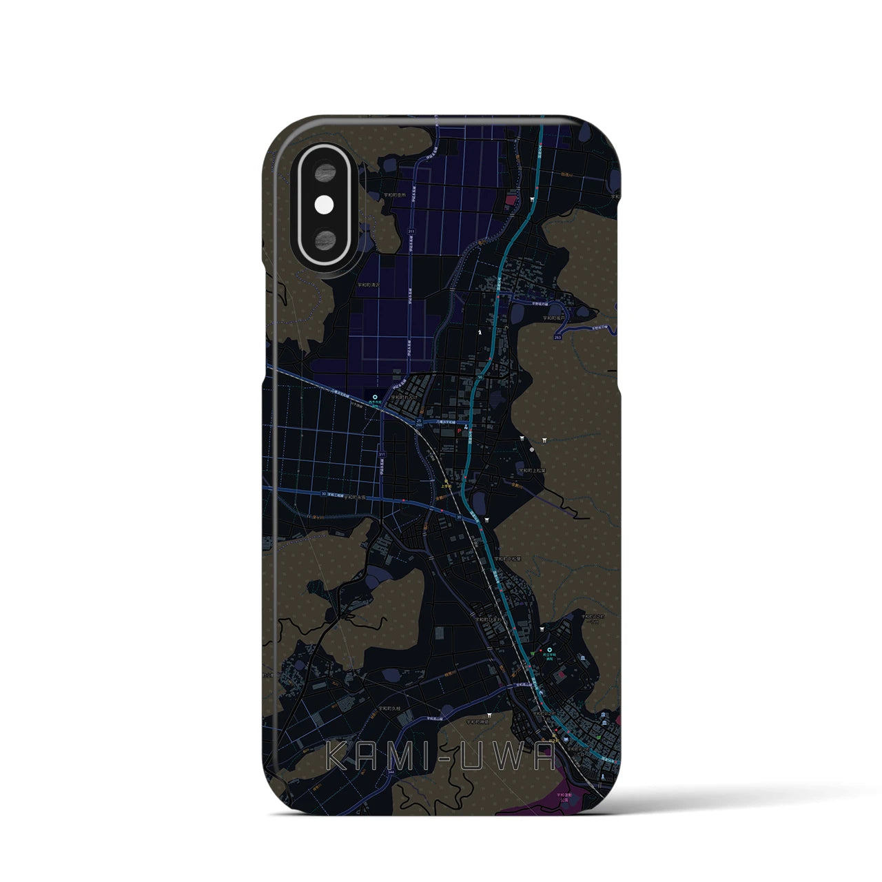 【上宇和(愛媛県)】地図柄iPhoneケース(バックカバータイプ)