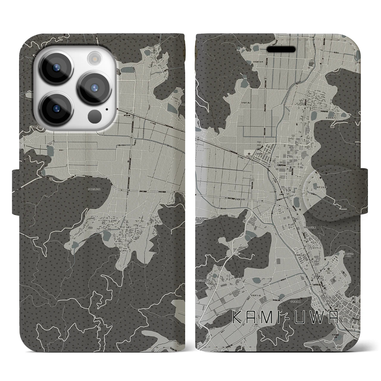 【上宇和(愛媛県)】地図柄iPhoneケース(手帳タイプ)