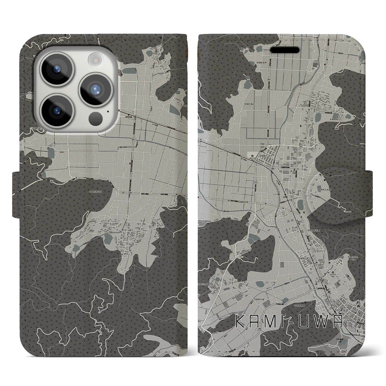 【上宇和(愛媛県)】地図柄iPhoneケース(手帳タイプ)