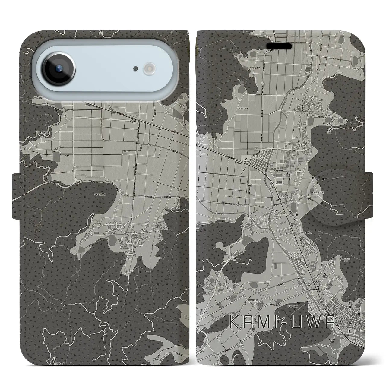 【上宇和(愛媛県)】地図柄iPhoneケース(手帳タイプ)