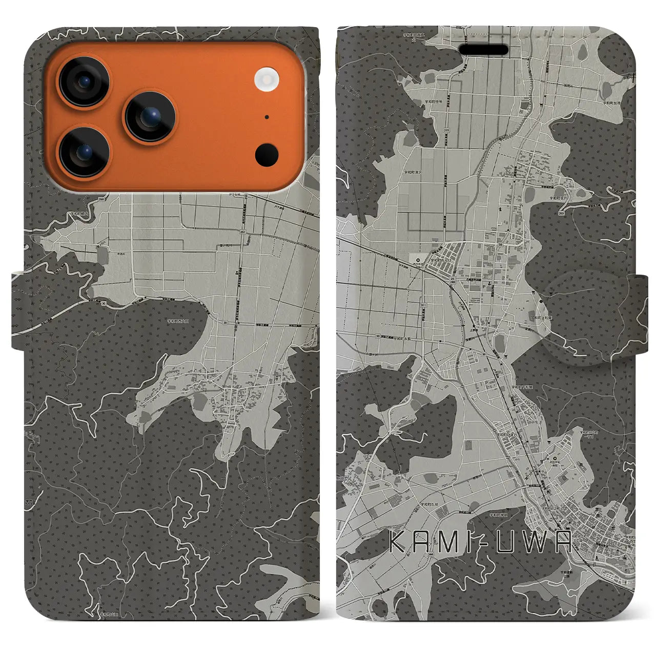 【上宇和(愛媛県)】地図柄iPhoneケース(手帳タイプ)