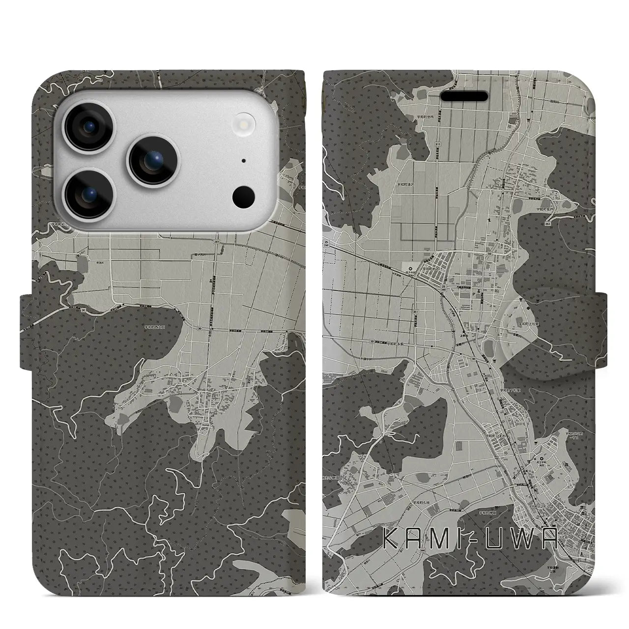 【上宇和(愛媛県)】地図柄iPhoneケース(手帳タイプ)