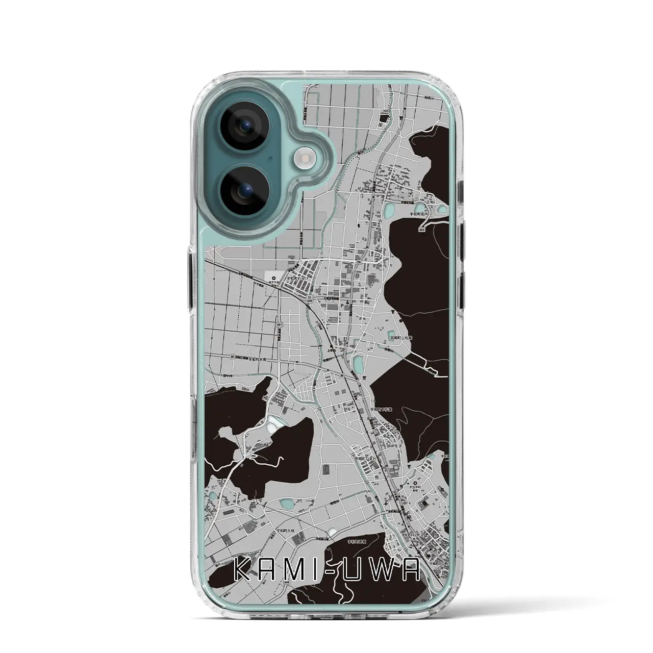 【上宇和(愛媛県)】地図柄iPhoneケース(MagSafeタイプ)モノトーン・iPhone 16 Pro 用