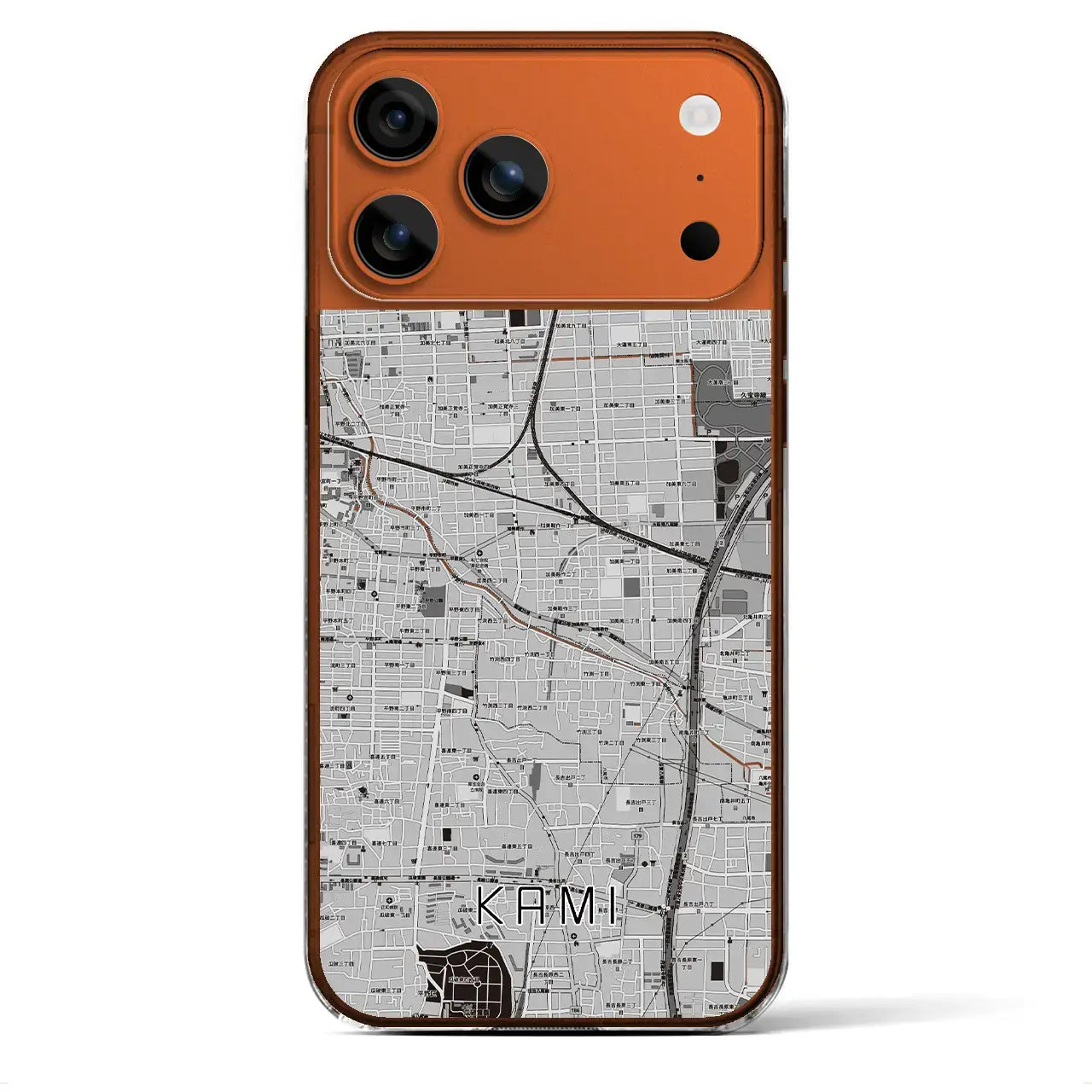 【加美(大阪府)】地図柄iPhoneケース(クリアタイプ)モノトーン・iPhone 17 Pro Max 用