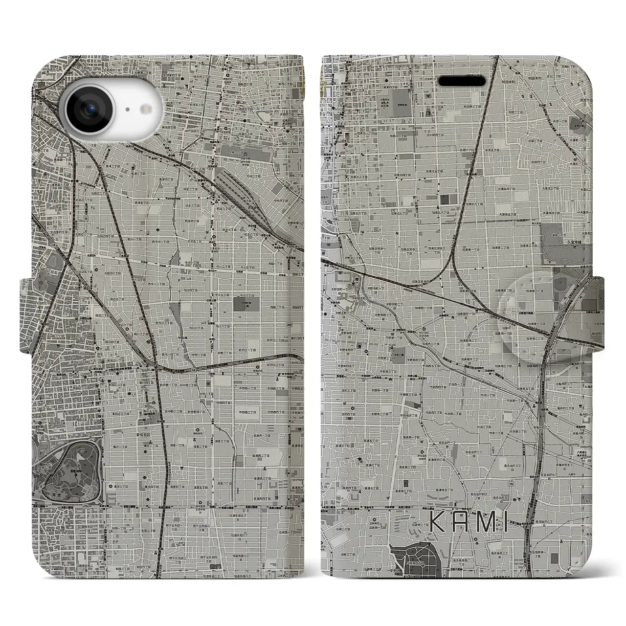 【加美(大阪府)】地図柄iPhoneケース(手帳タイプ)