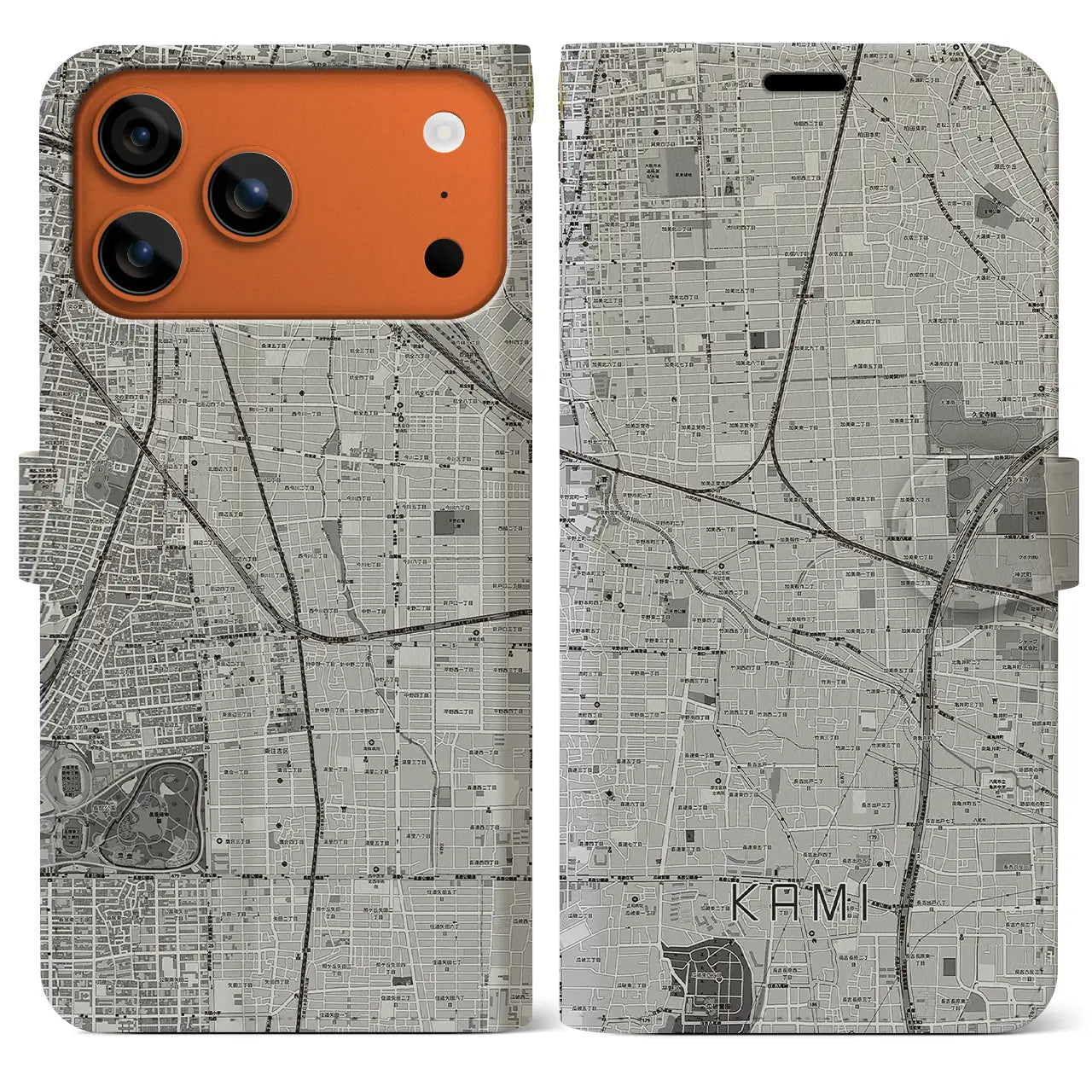 【加美(大阪府)】地図柄iPhoneケース(手帳タイプ)