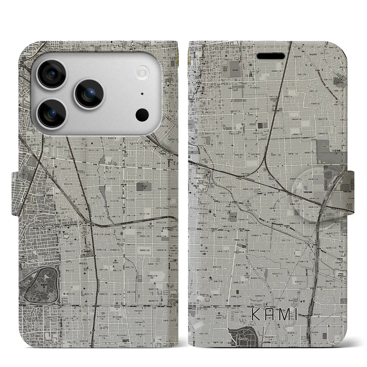 【加美(大阪府)】地図柄iPhoneケース(手帳タイプ)