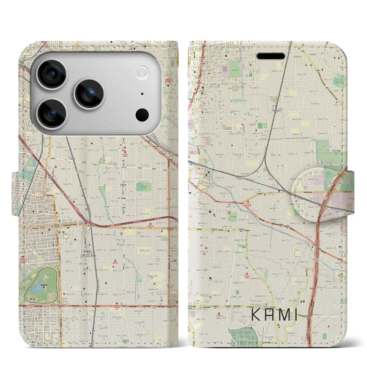 【加美(大阪府)】地図柄iPhoneケース(手帳タイプ)