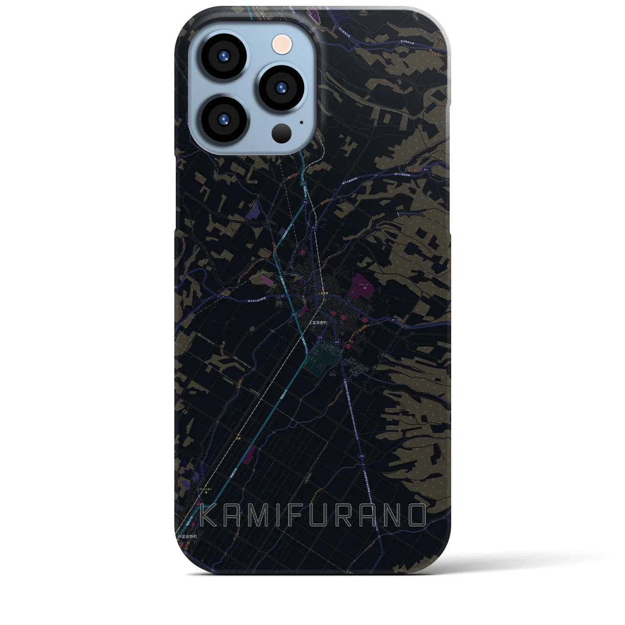 【上富良野(北海道)】地図柄iPhoneケース(バックカバータイプ)