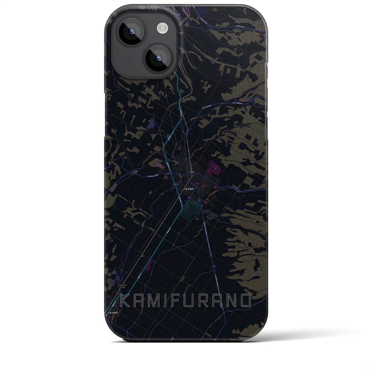 【上富良野(北海道)】地図柄iPhoneケース(バックカバータイプ)