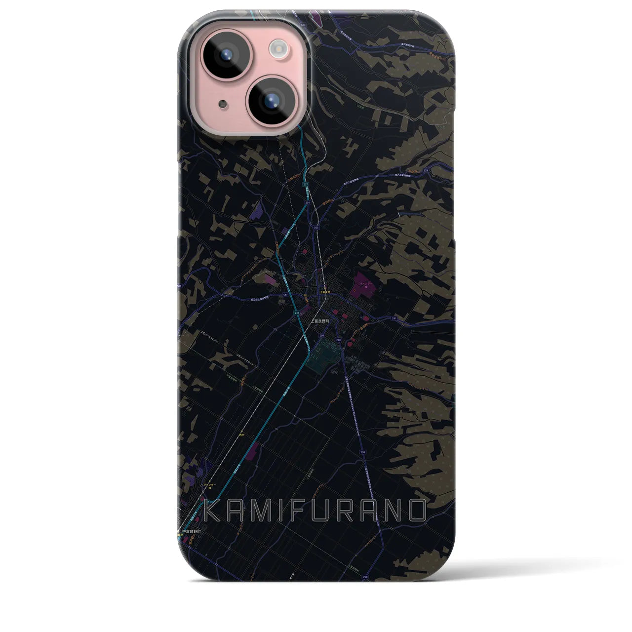 【上富良野(北海道)】地図柄iPhoneケース(バックカバータイプ)