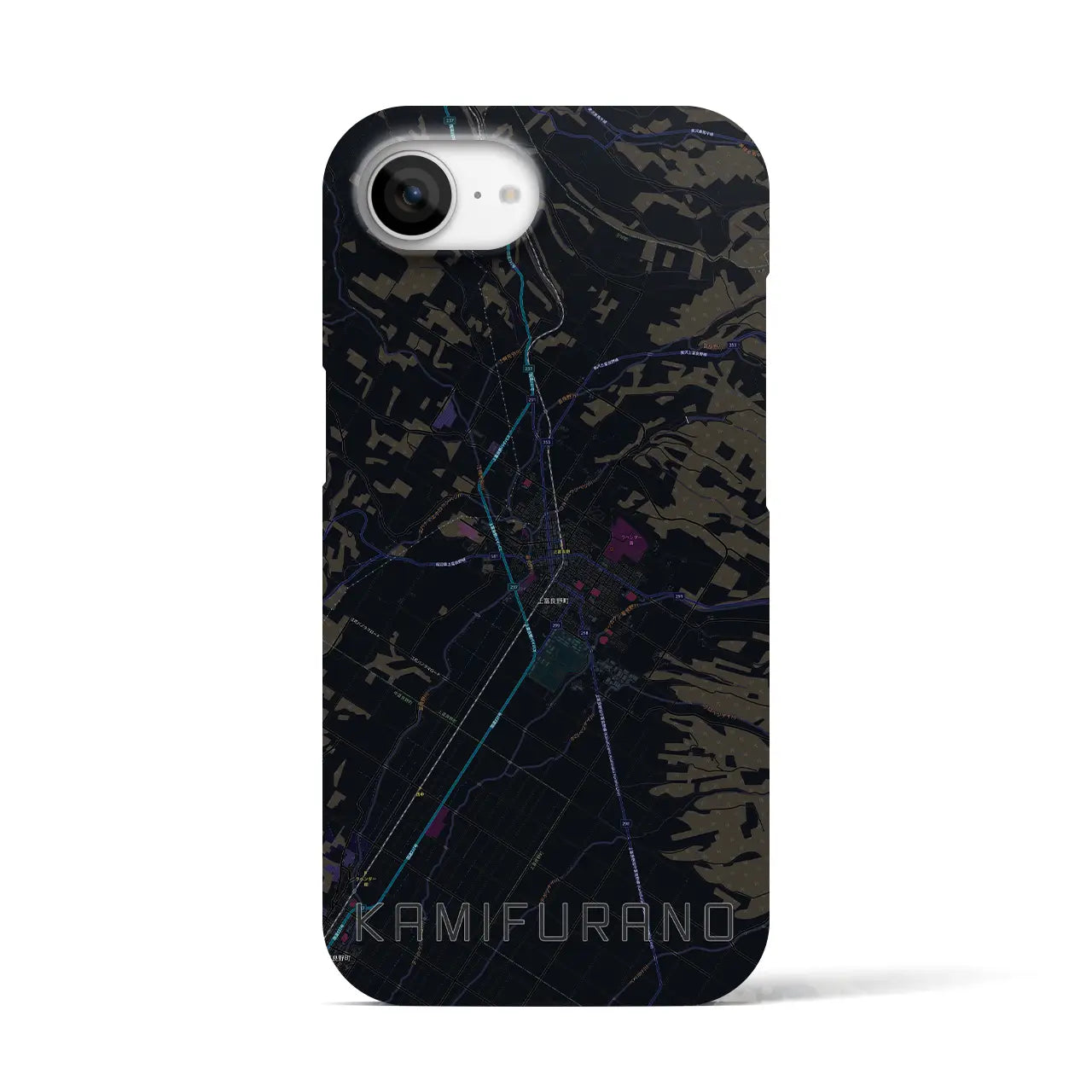 【上富良野(北海道)】地図柄iPhoneケース(バックカバータイプ)