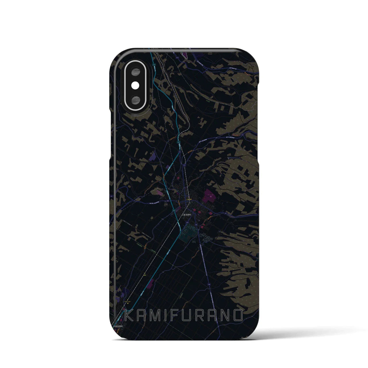 【上富良野(北海道)】地図柄iPhoneケース(バックカバータイプ)
