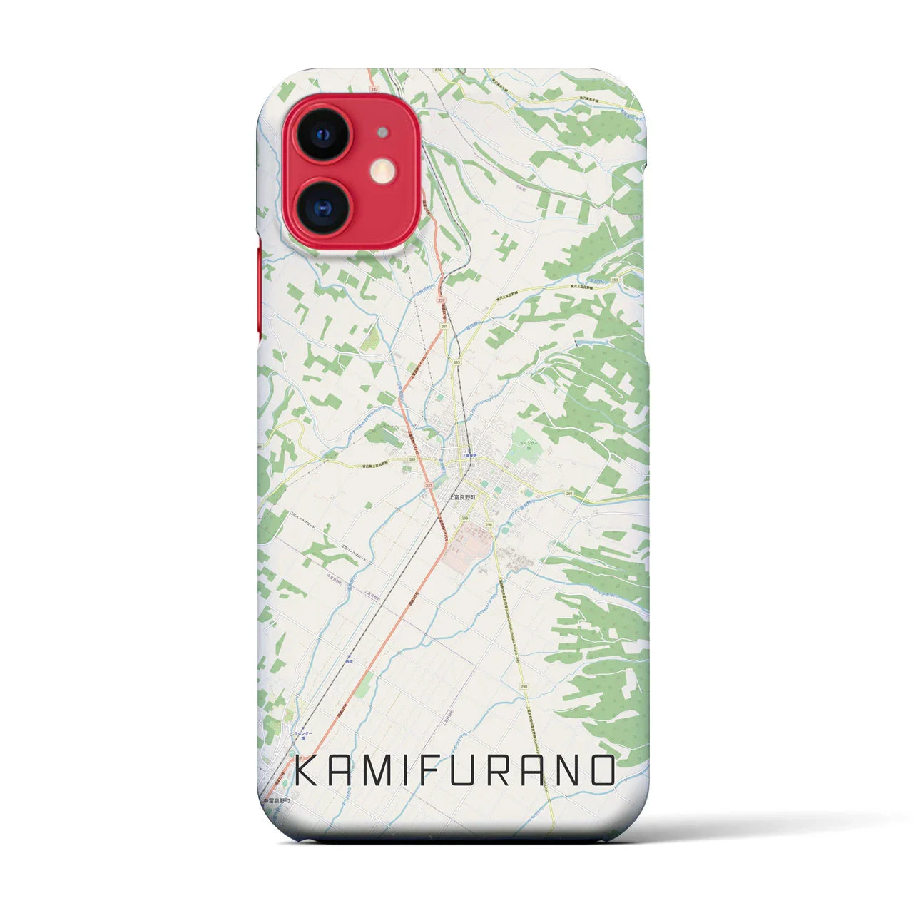 【上富良野(北海道)】地図柄iPhoneケース(バックカバータイプ)