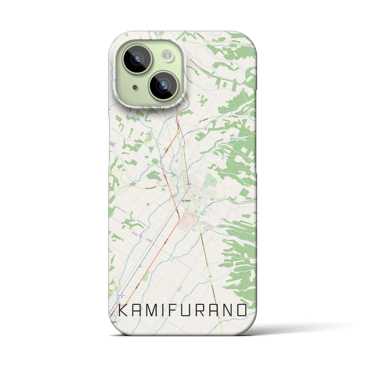 【上富良野(北海道)】地図柄iPhoneケース(バックカバータイプ)