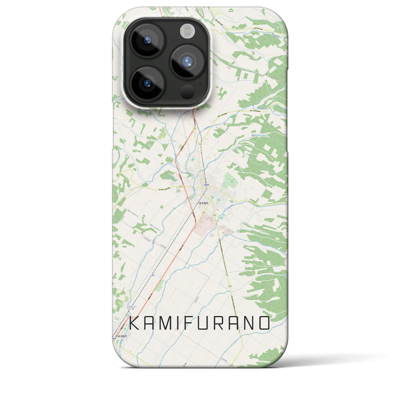 【上富良野(北海道)】地図柄iPhoneケース(バックカバータイプ)