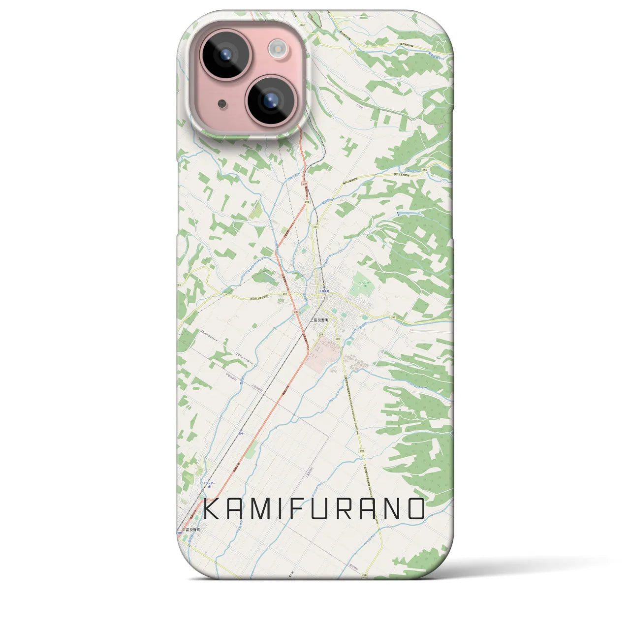 【上富良野(北海道)】地図柄iPhoneケース(バックカバータイプ)