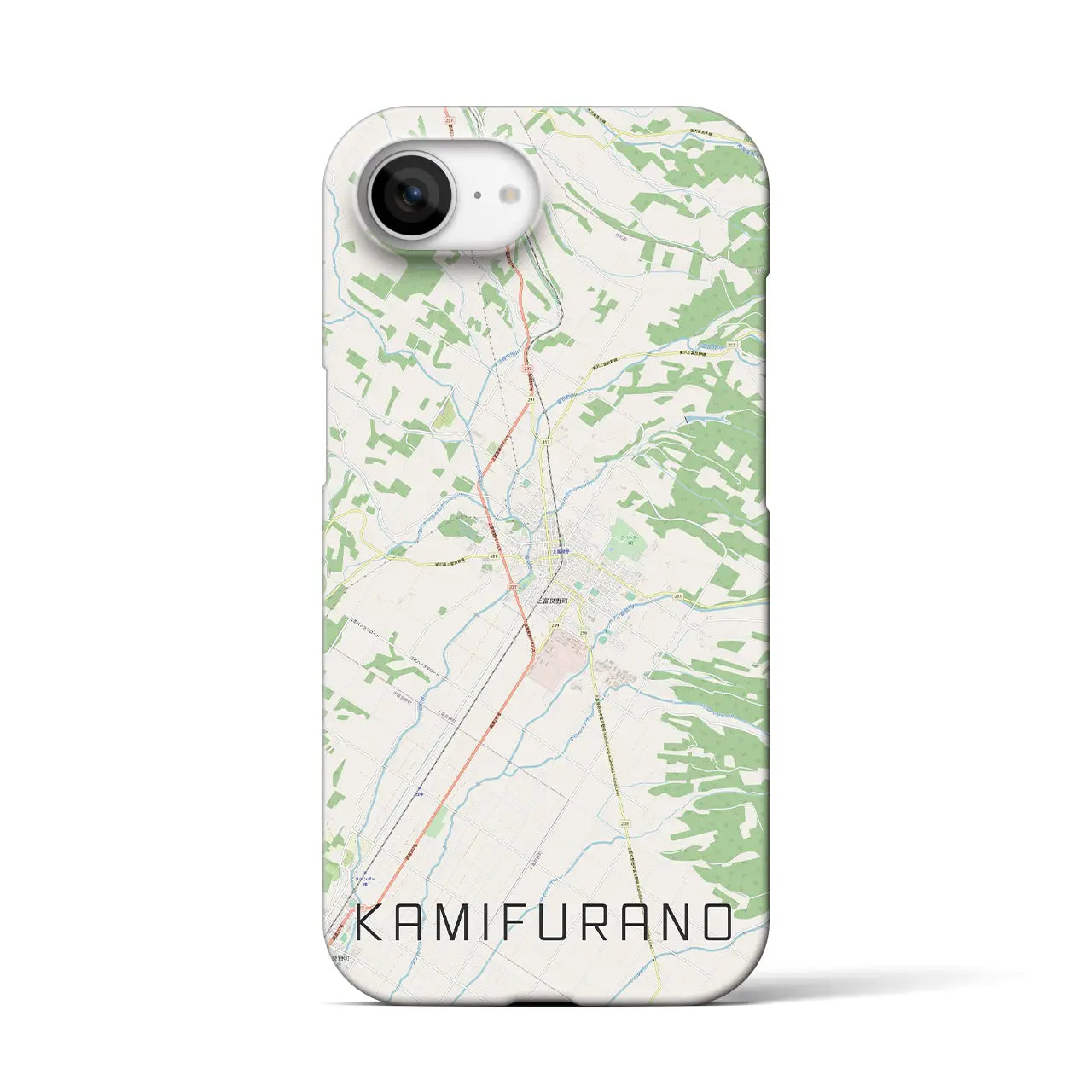 【上富良野(北海道)】地図柄iPhoneケース(バックカバータイプ)