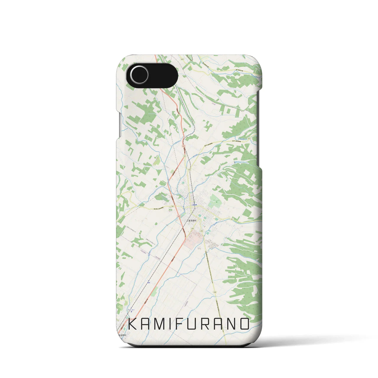 【上富良野(北海道)】地図柄iPhoneケース(バックカバータイプ)