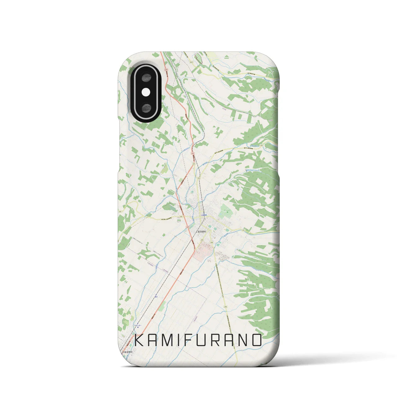 【上富良野(北海道)】地図柄iPhoneケース(バックカバータイプ)