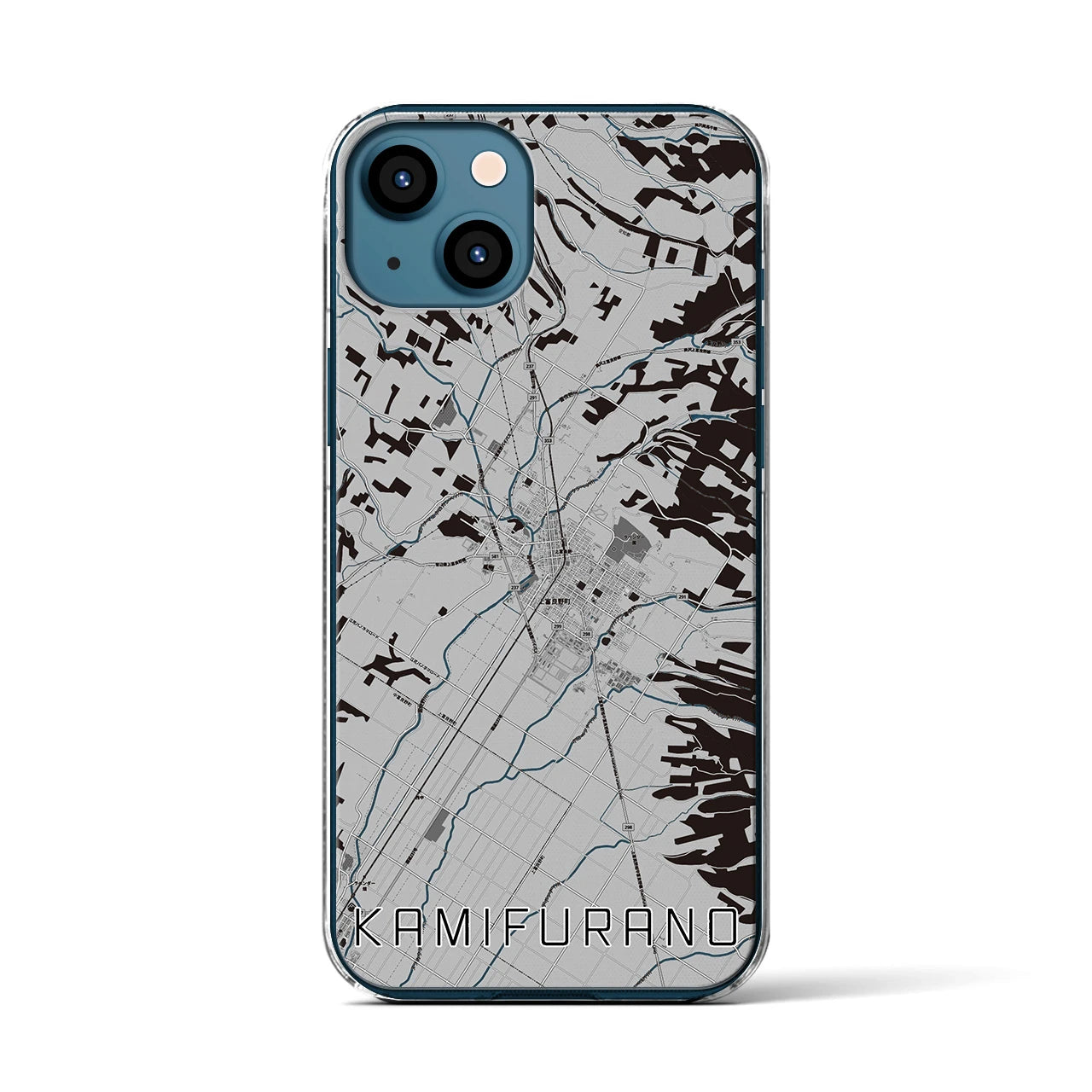 【上富良野(北海道)】地図柄iPhoneケース(クリアタイプ)