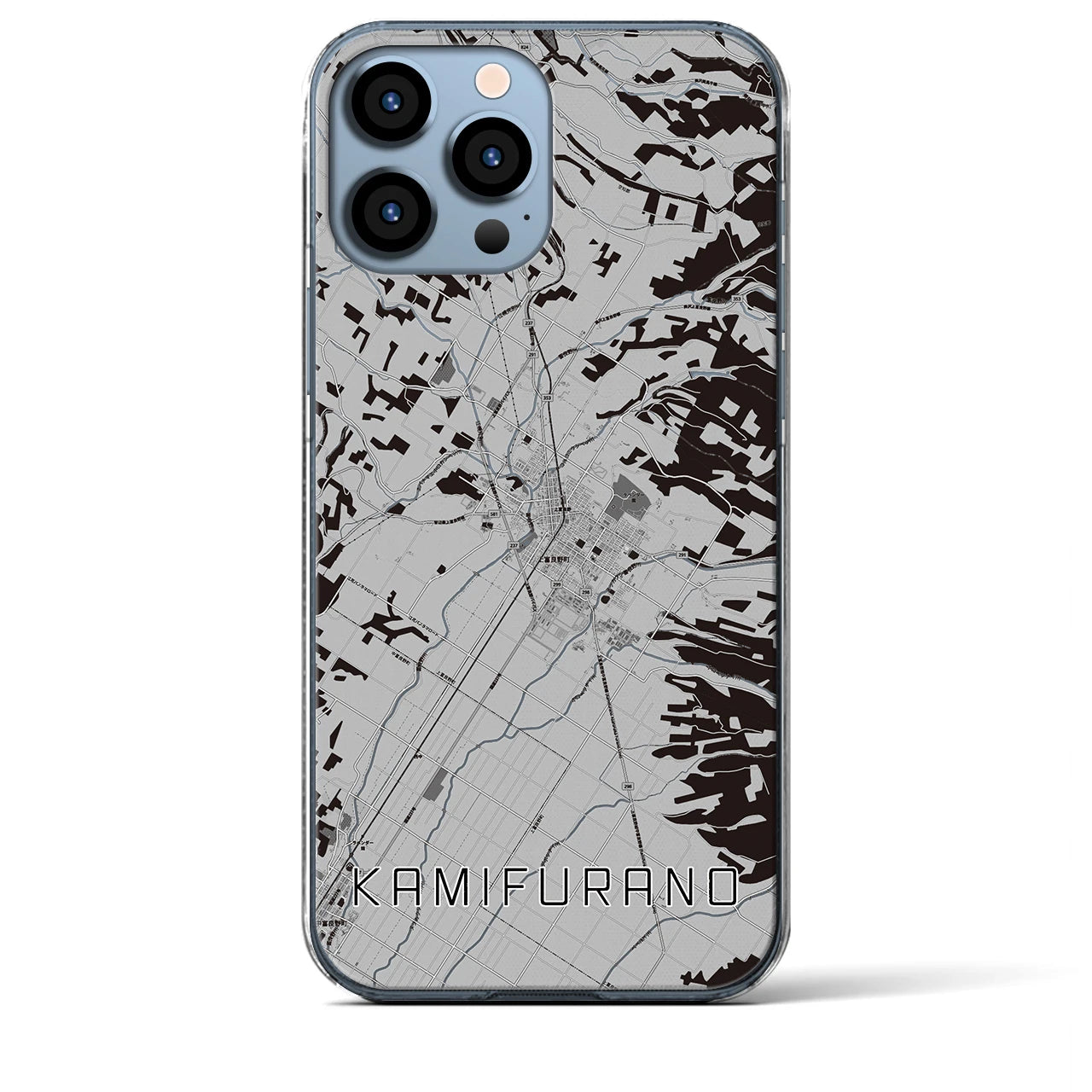 【上富良野(北海道)】地図柄iPhoneケース(クリアタイプ)