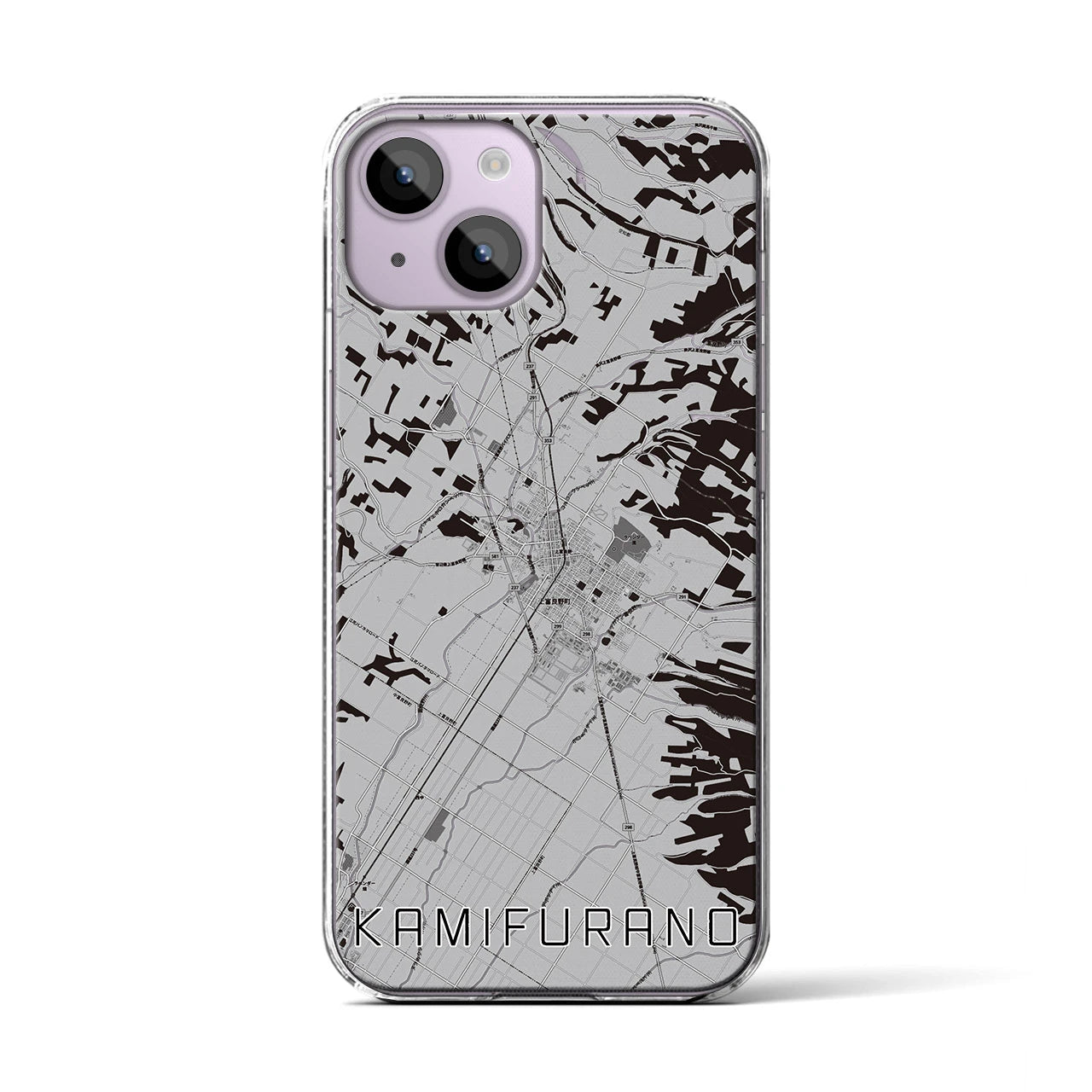 【上富良野(北海道)】地図柄iPhoneケース(クリアタイプ)